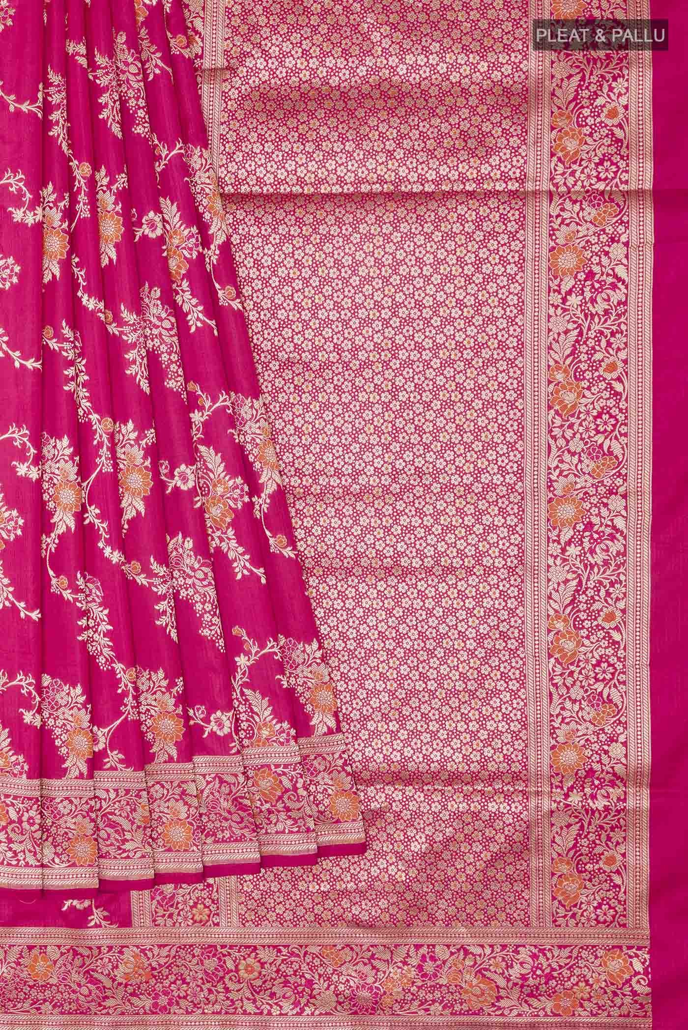 Pink Banarasi Silk Saree - Image 4