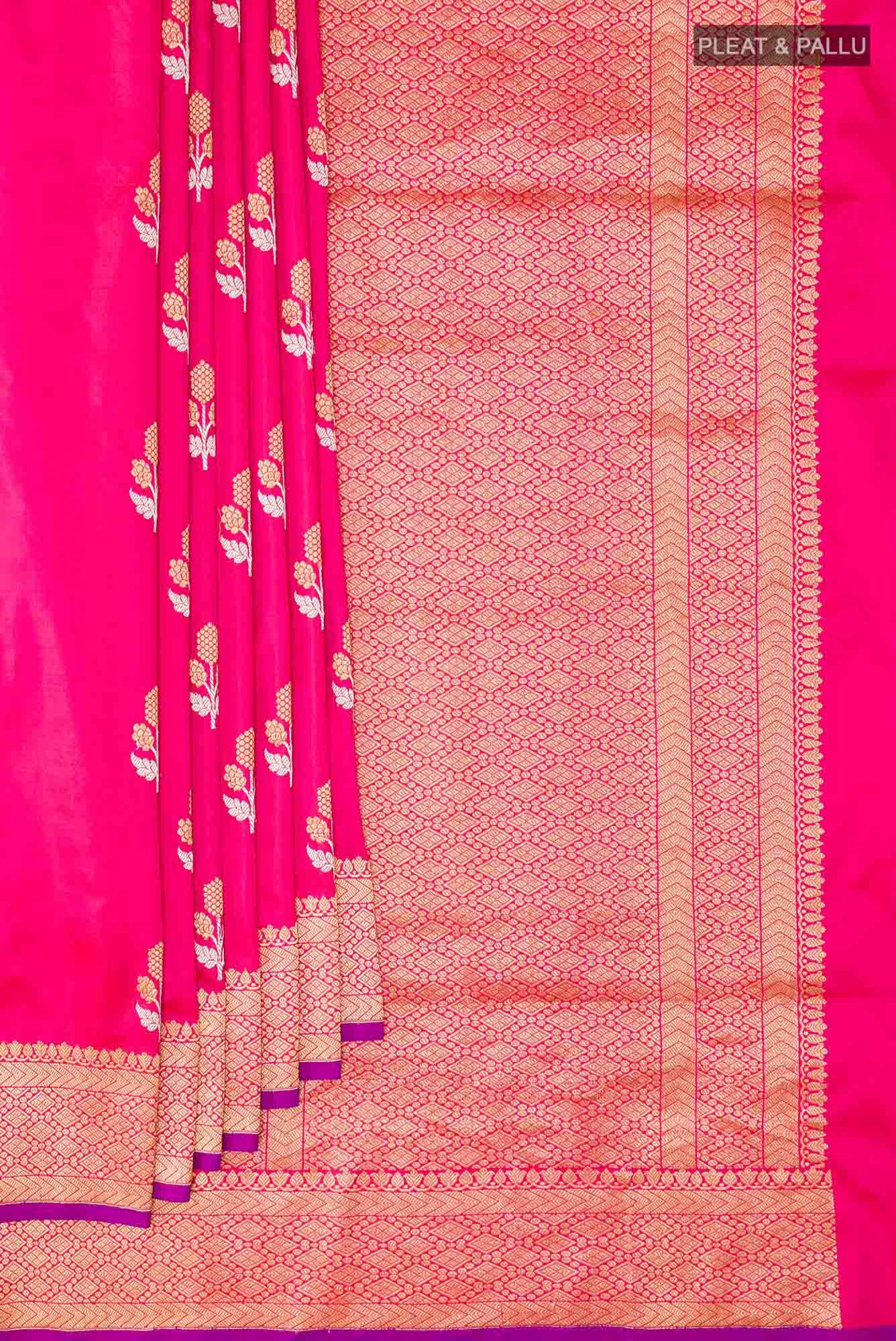 Pink Banarasi Silk Saree - Image 2