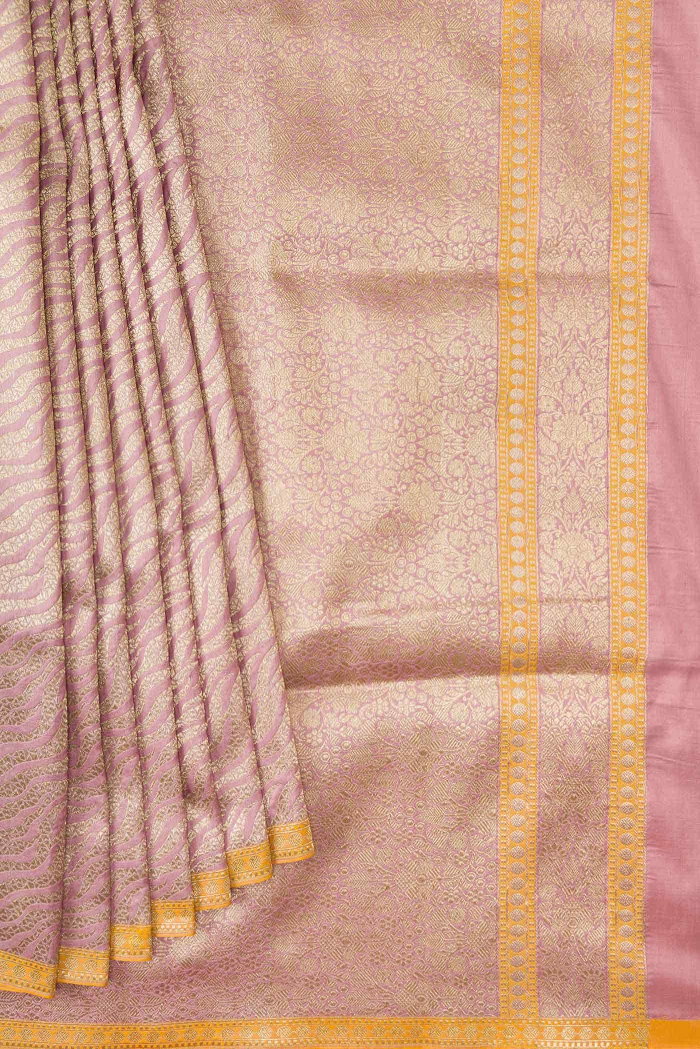 Pure Silk Pure Zari Mauve Banarasi Saree - Image 3