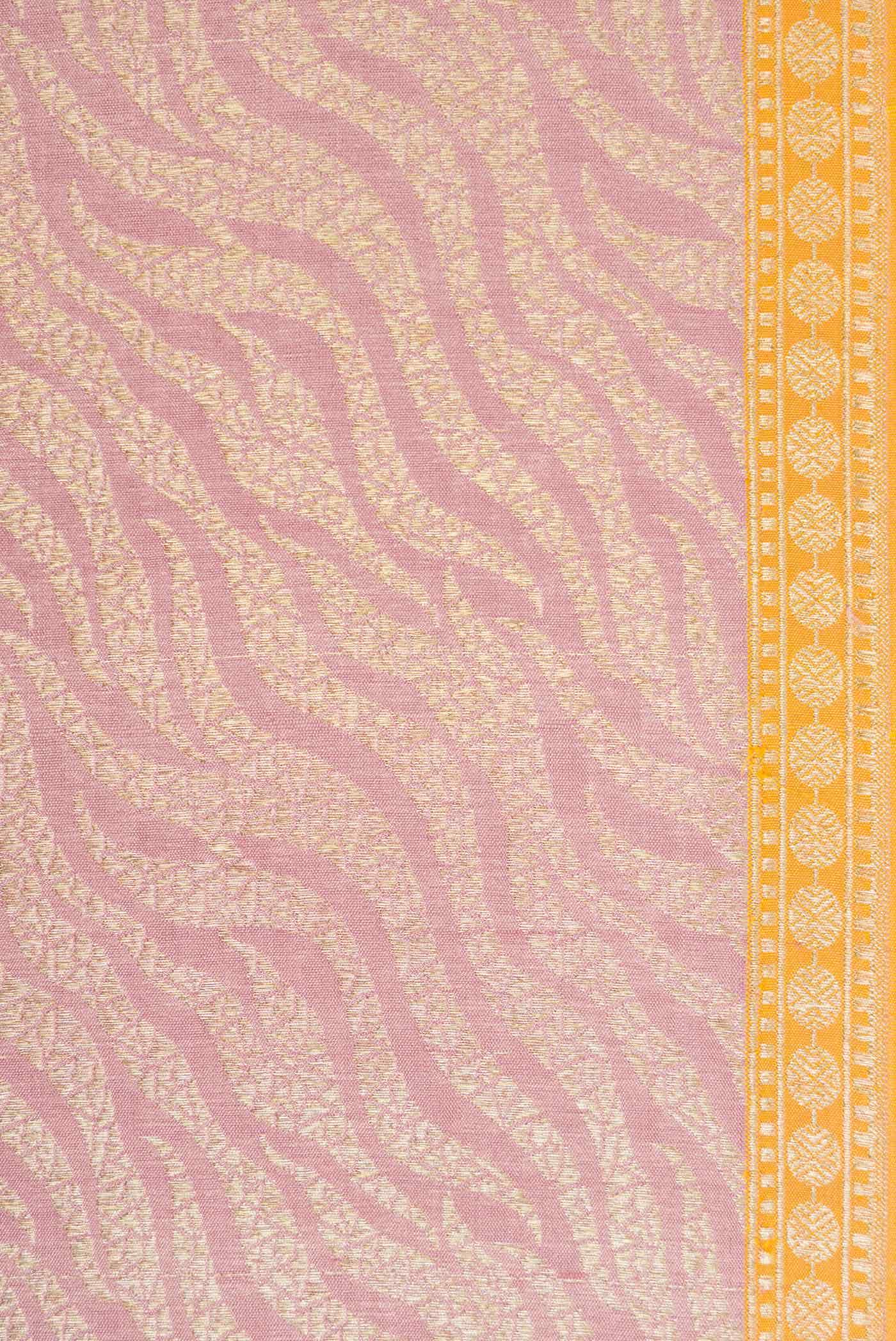 Pure Silk Pure Zari Mauve Banarasi Saree - Image 9