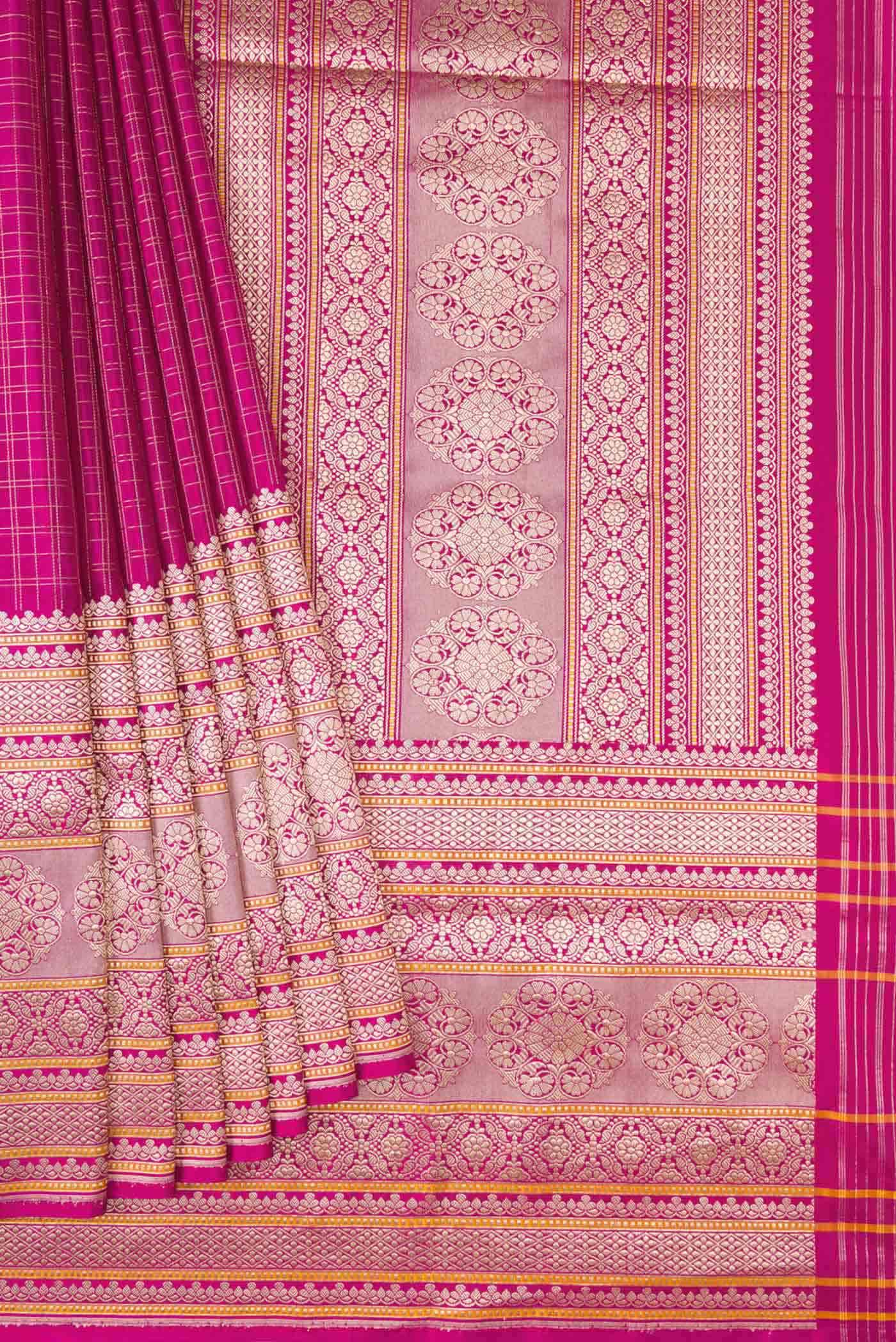 Pure Silk Pure Zari Pink Banarasi Saree - Image 8