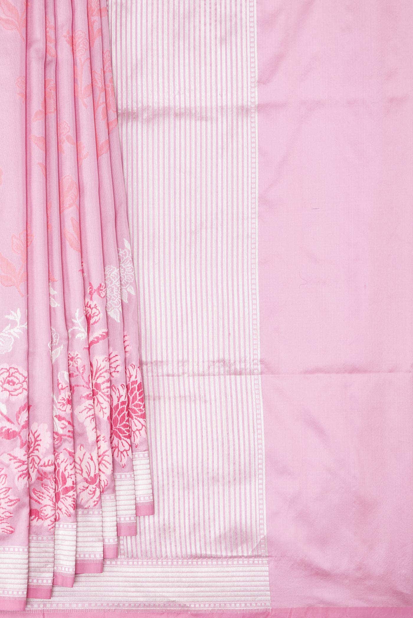 Pink Banarasi Silk Saree - Image 2