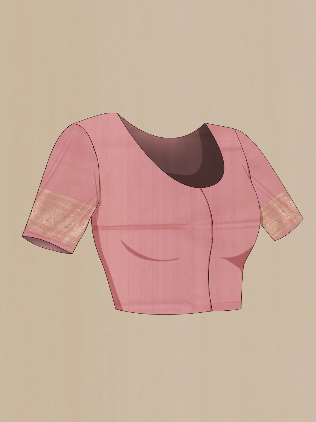 Rose pink Banarasi Tussar Silk Saree - Image 5