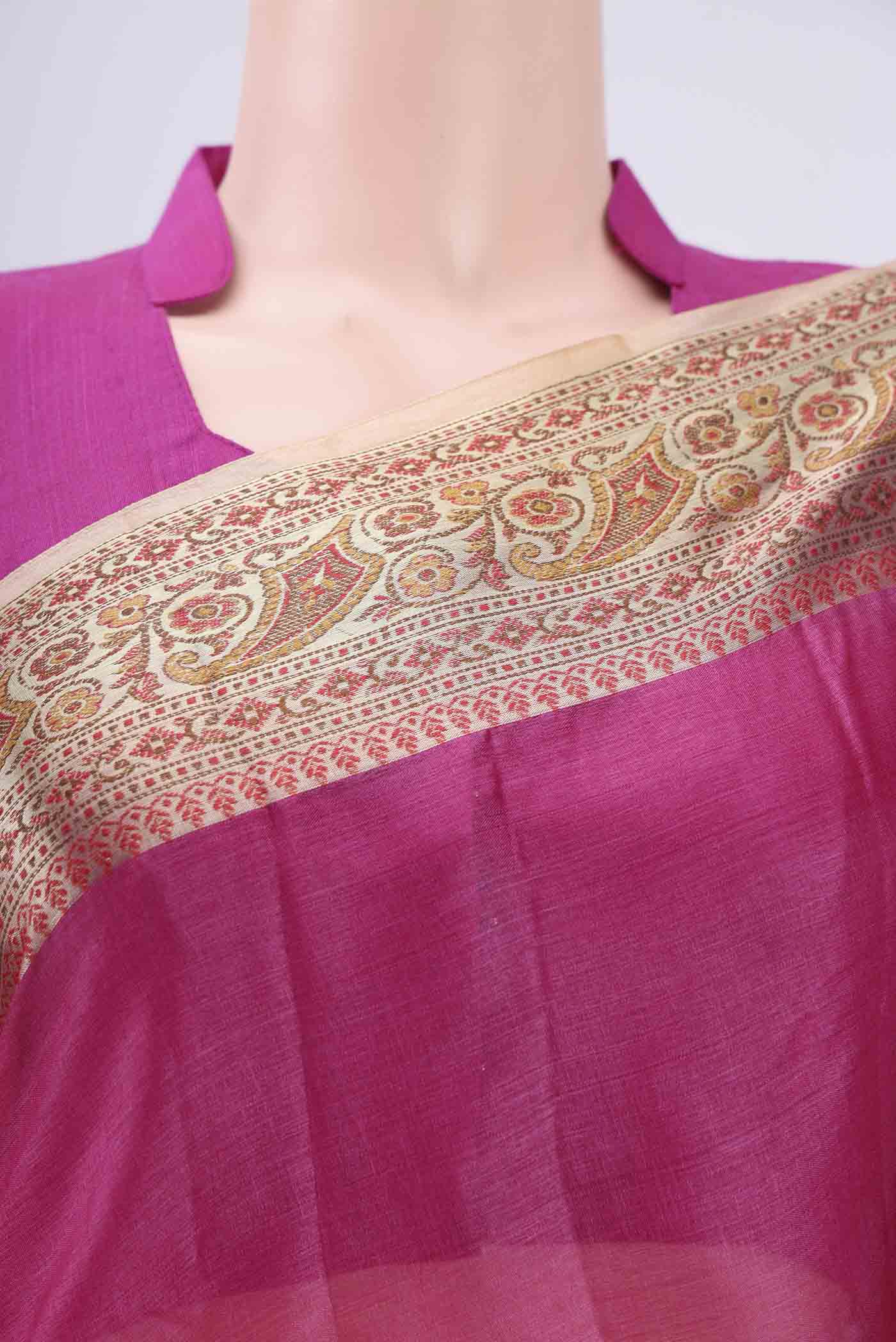 Pink Banarasi Tussar Silk Saree - Image 2
