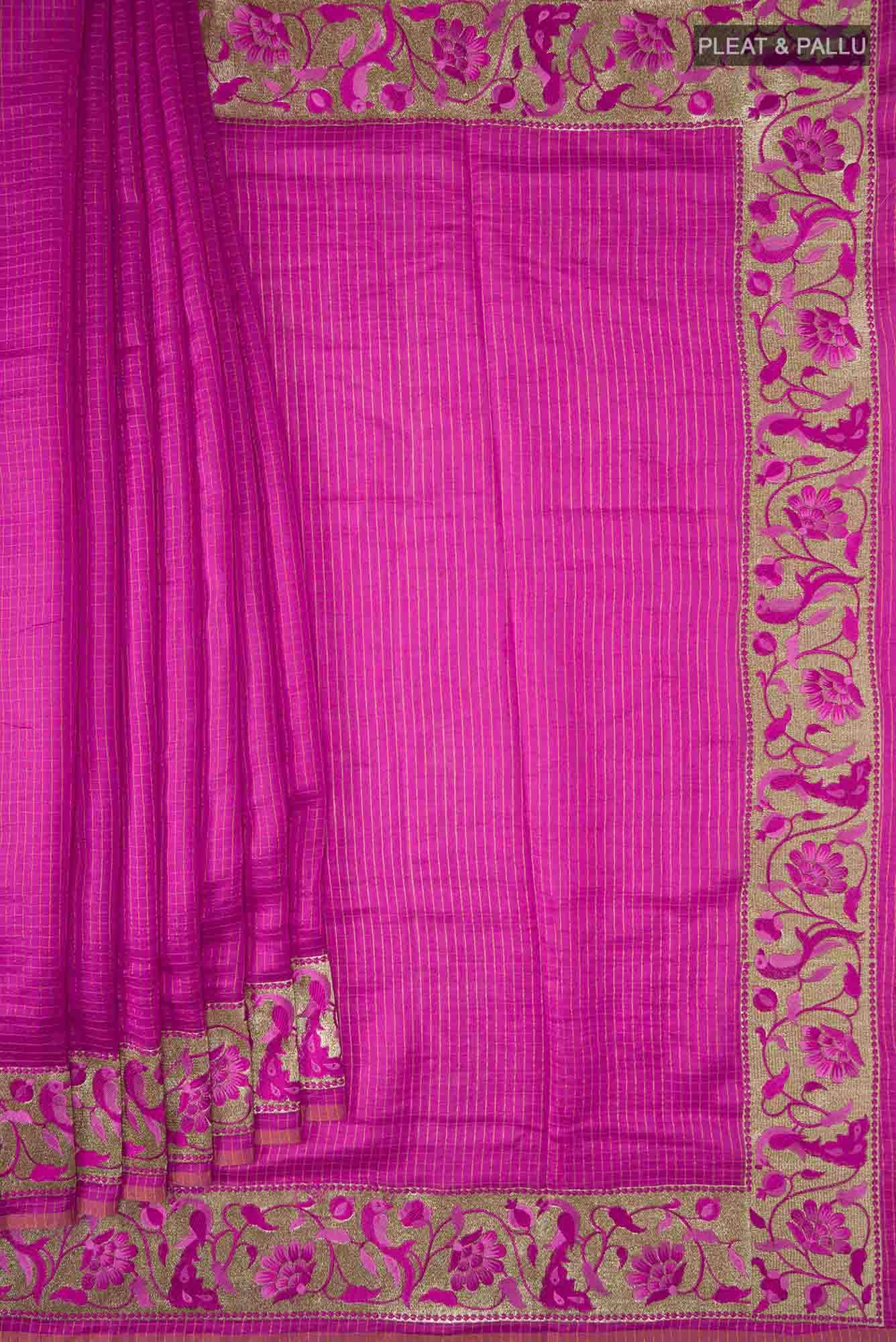 Pink Bhagalpuri Tussar Silk Saree - Image 2