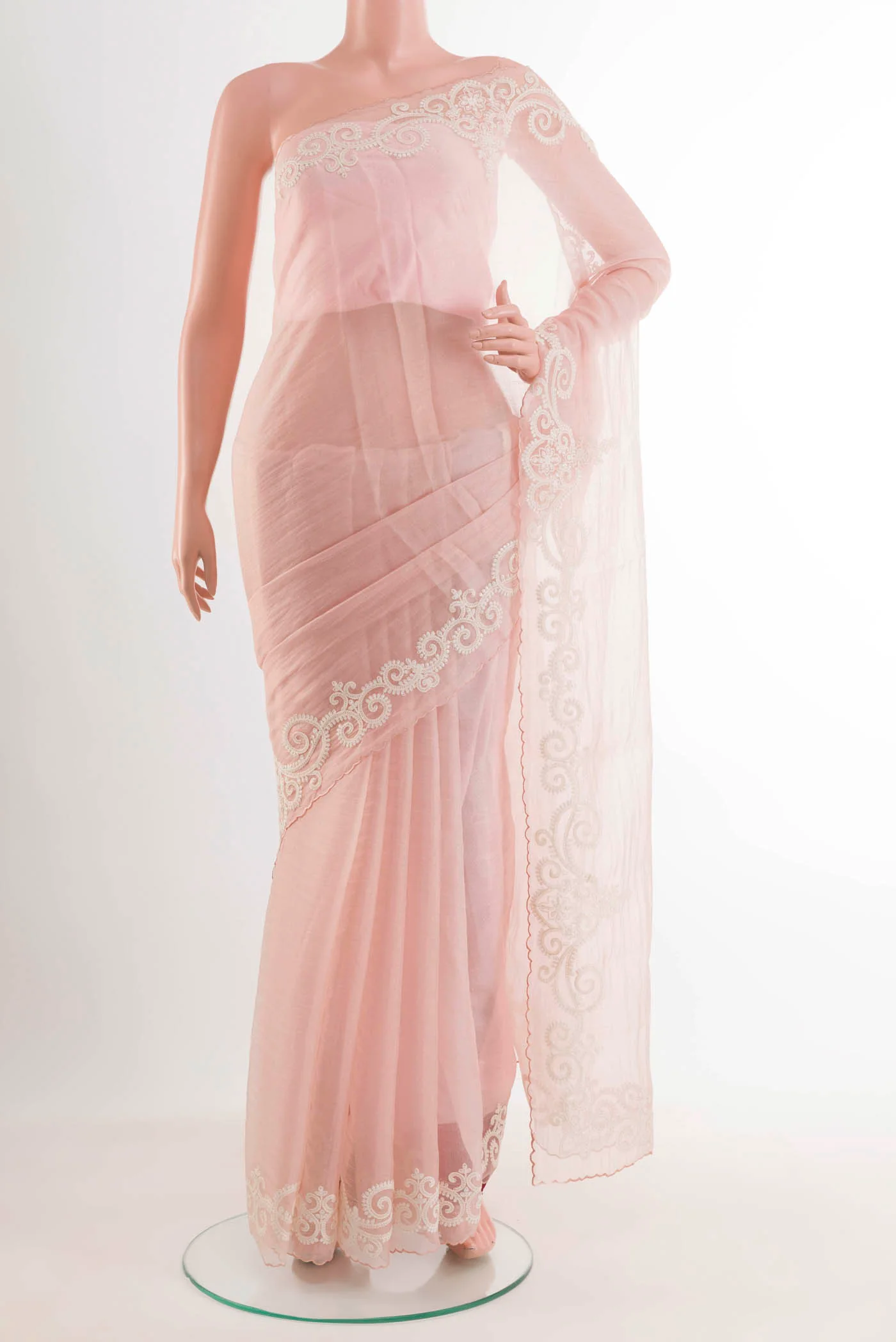 Rose pink Blended Silk Cotton Saree