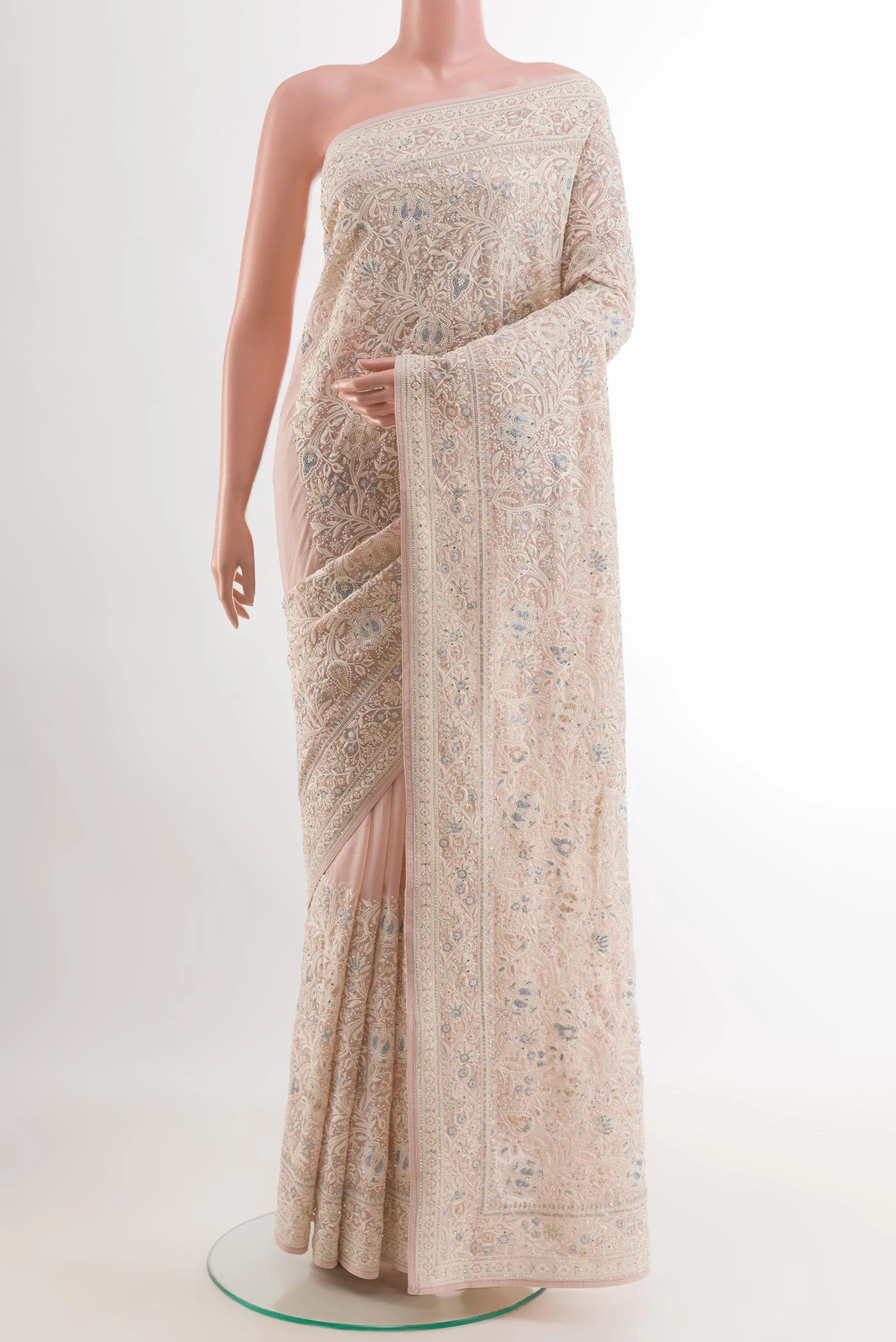 Pink Blended Georgette Saree