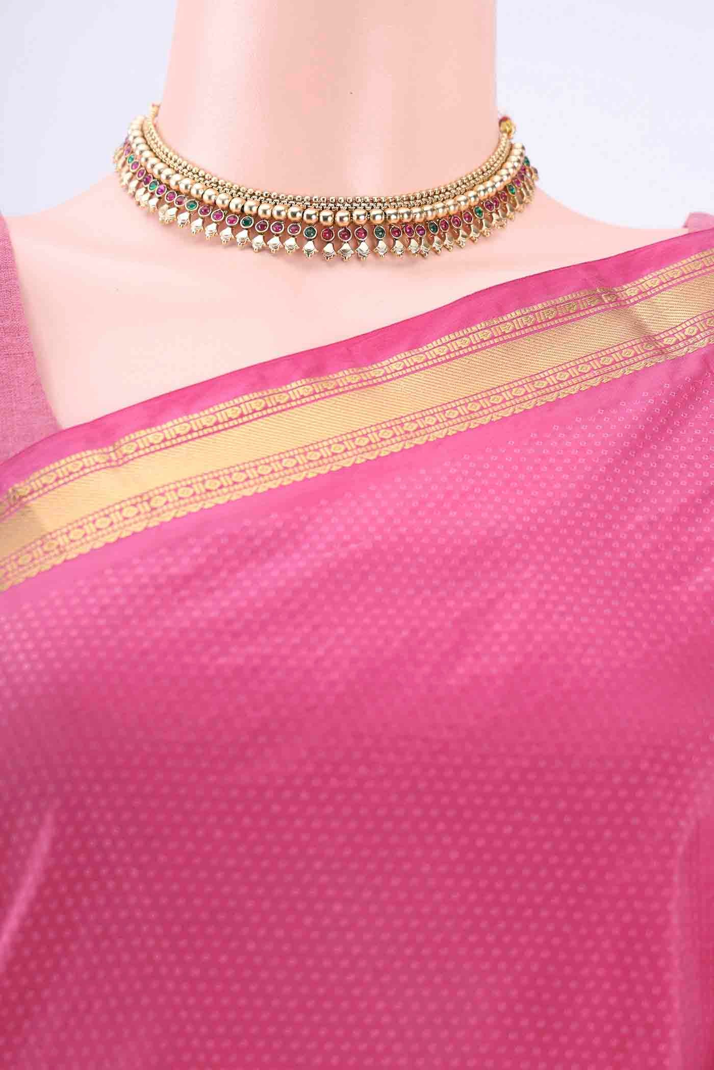 Pink Blended Bangalore Silk Saree - Image 2