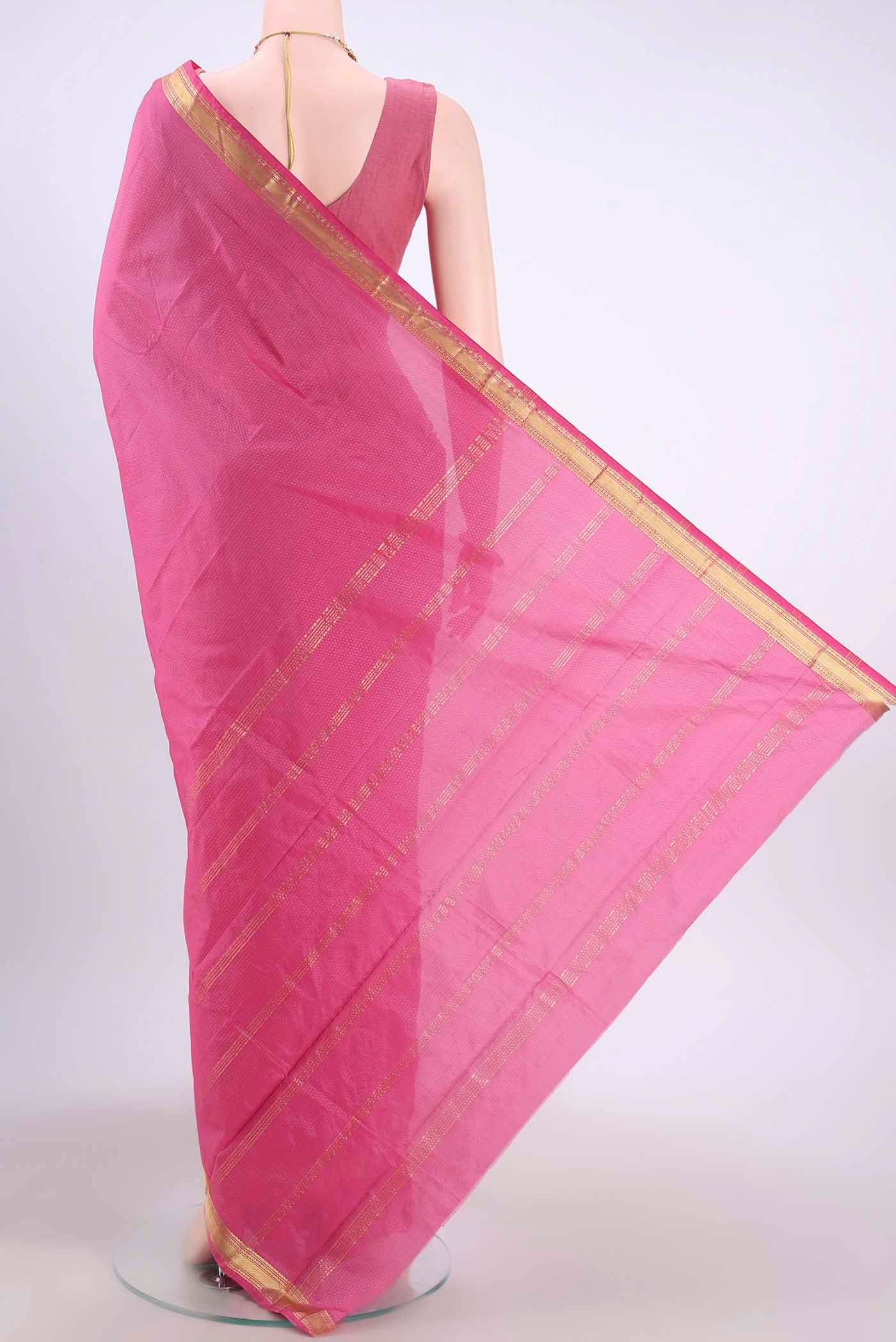 Pink Blended Bangalore Silk Saree - Image 3