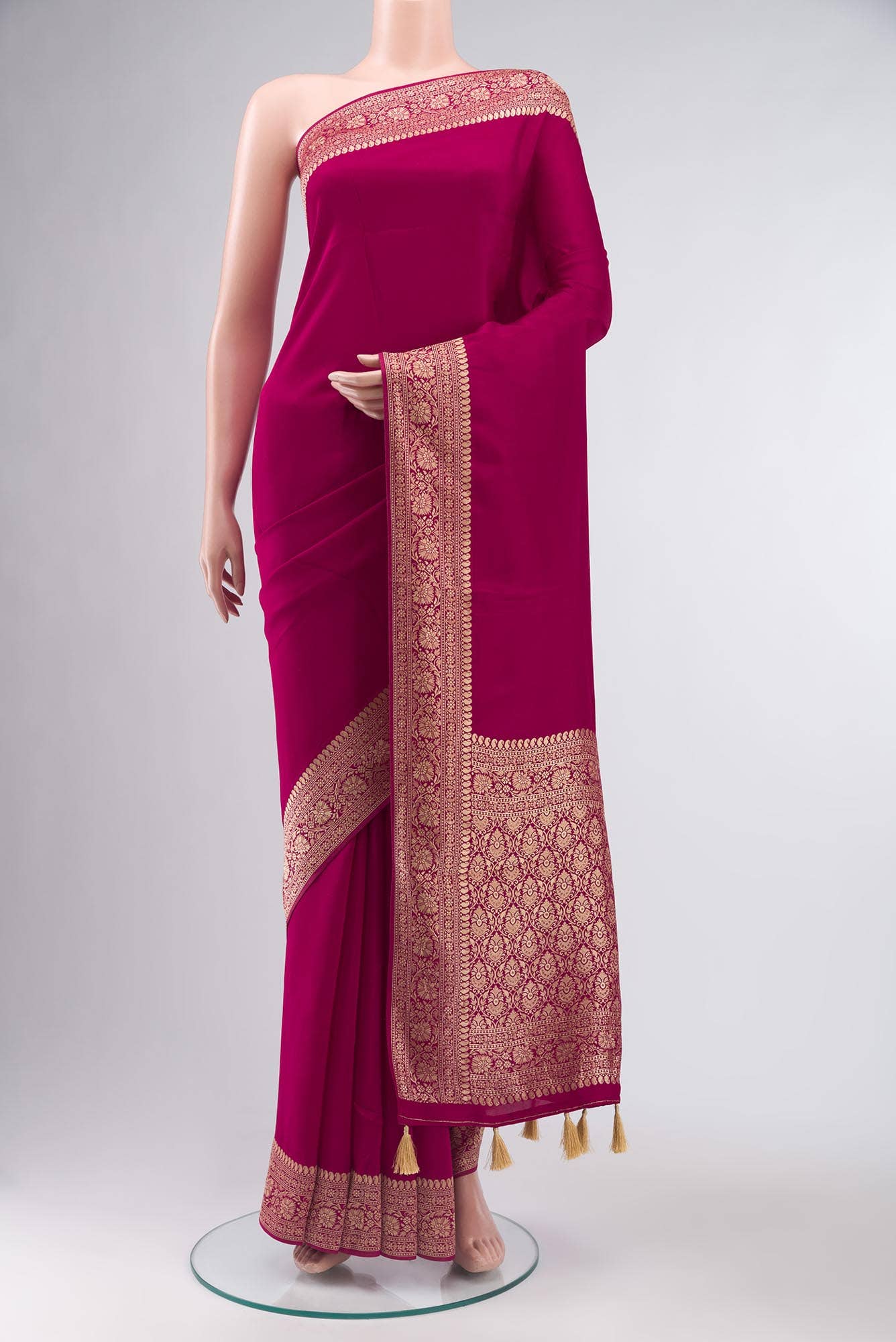 Pink Blended Crepe Saree