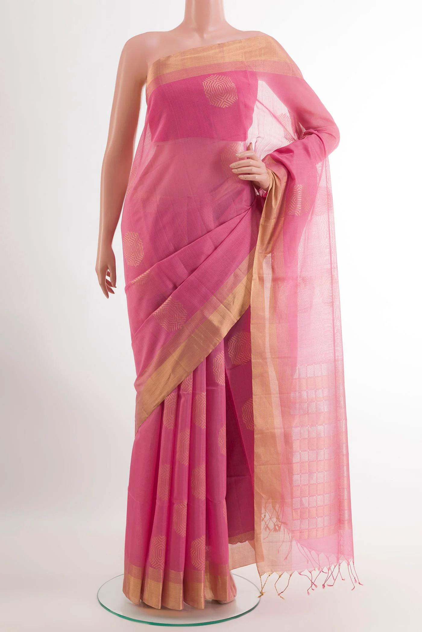 Rose pink Silk Cotton Saree