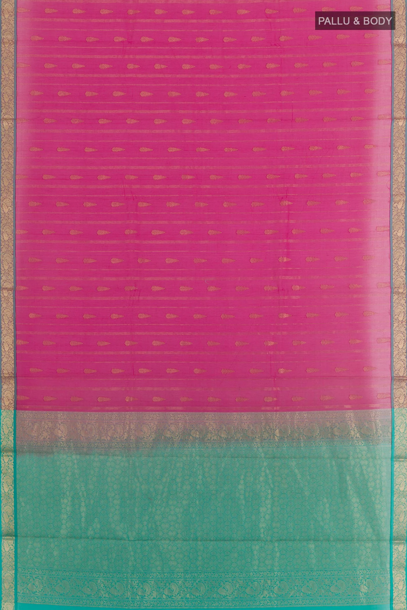 Pink Silk Cotton Saree - Image 3
