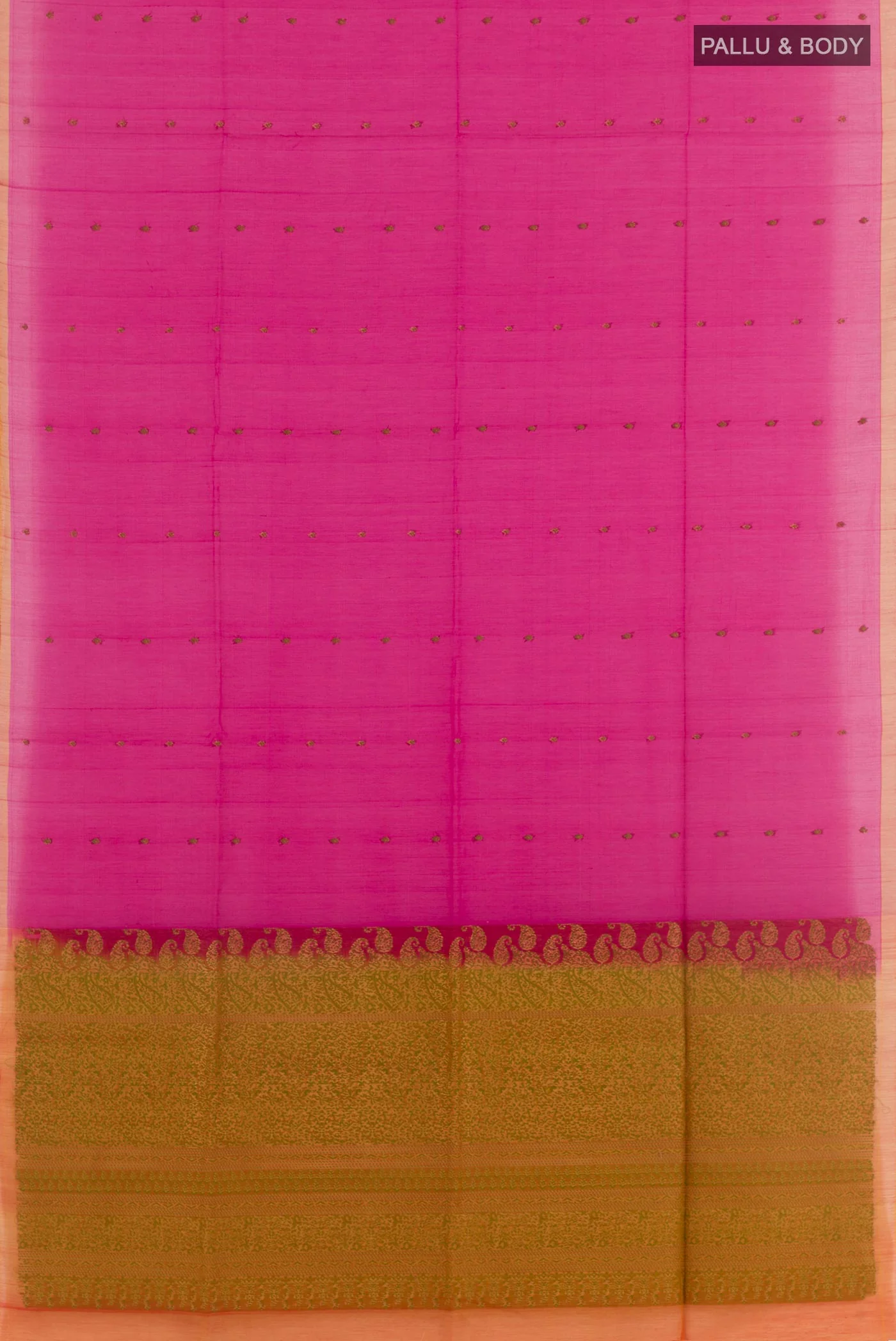 Pink Silk Cotton Saree - Image 3