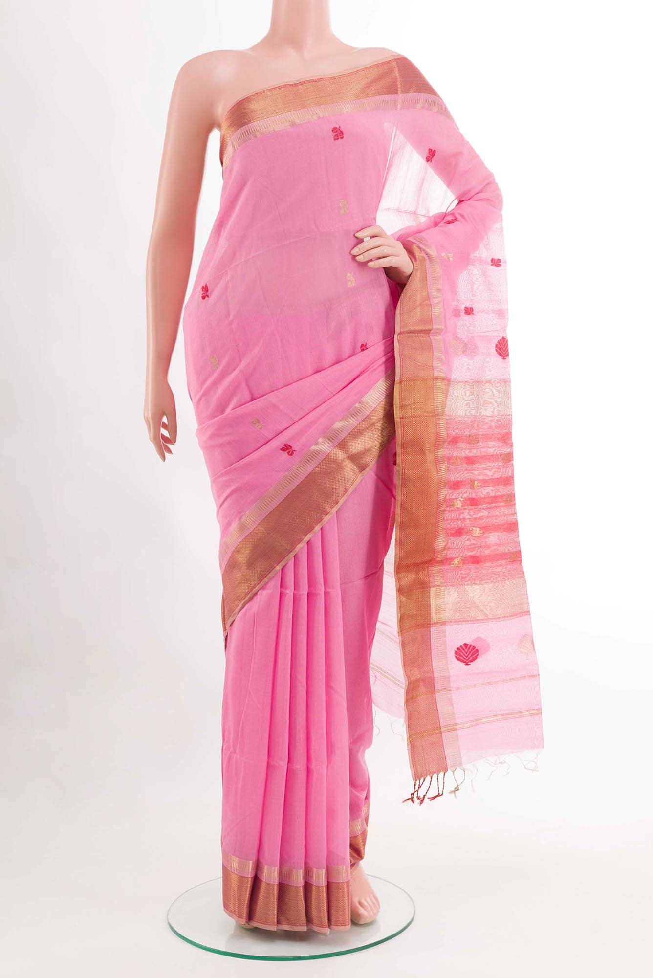 Pink Blended Kora Cotton Saree