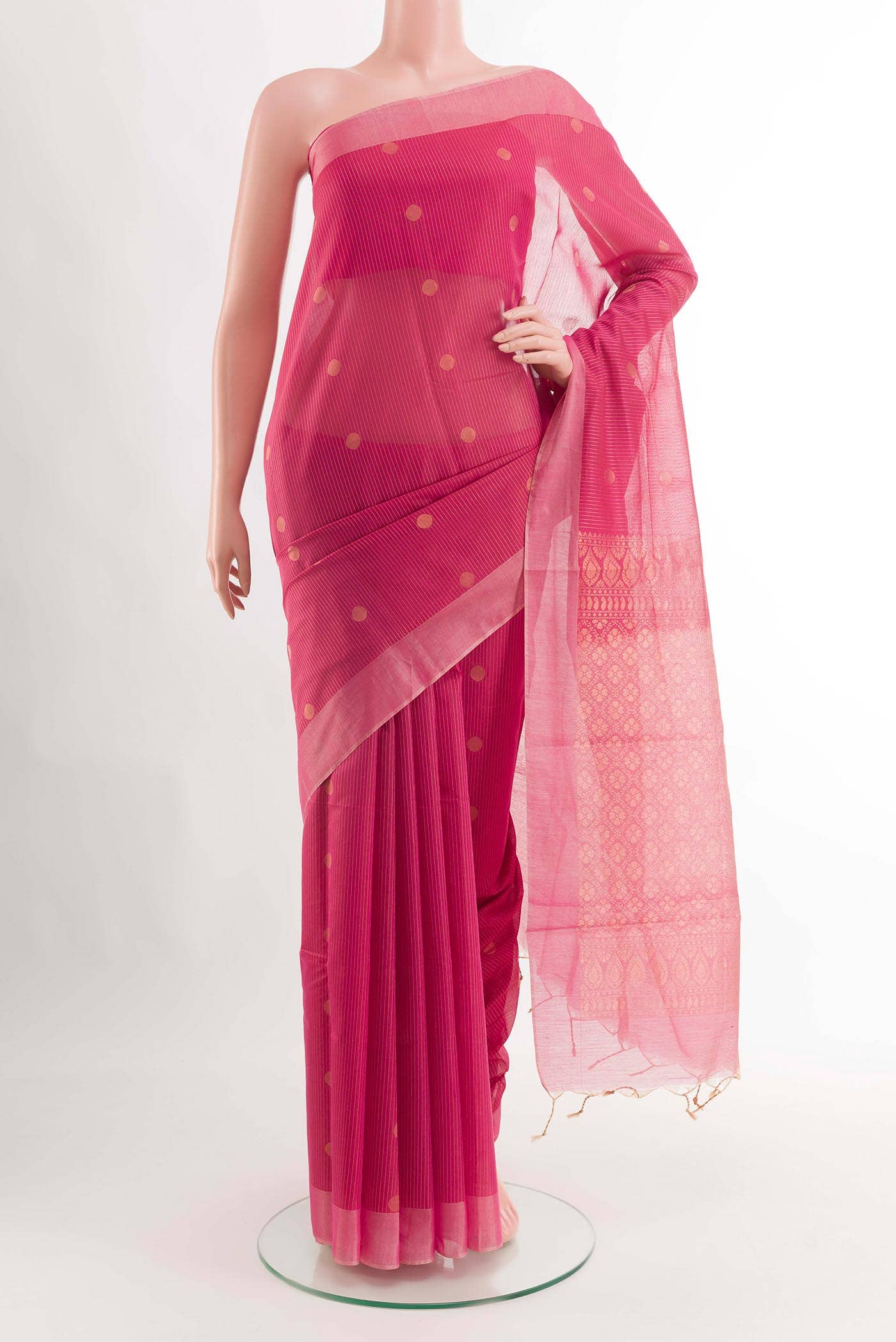Pink Blended Kora Cotton Saree