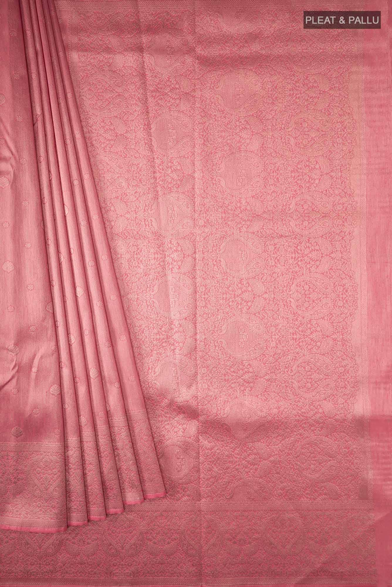 Pink Blended Tussar Silk Saree - Image 2
