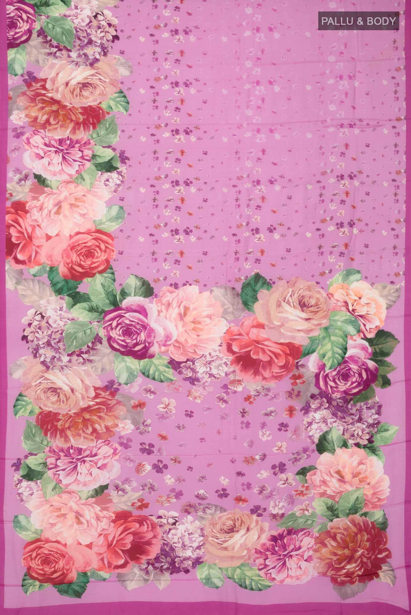 Pink Blended Viscose Crepe Saree - Image 2