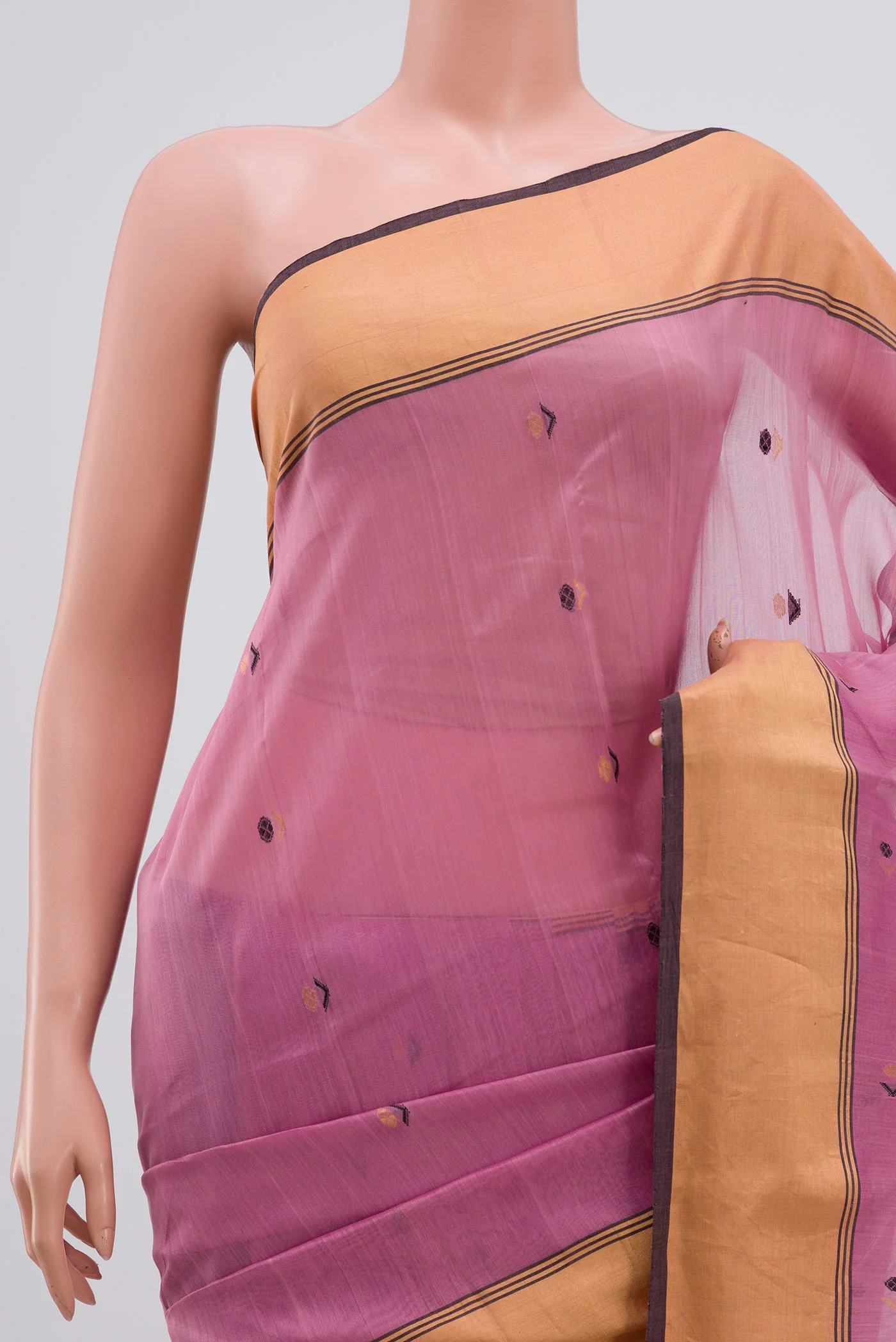 Rose pink Chanderi Silk Cotton Saree - Image 2