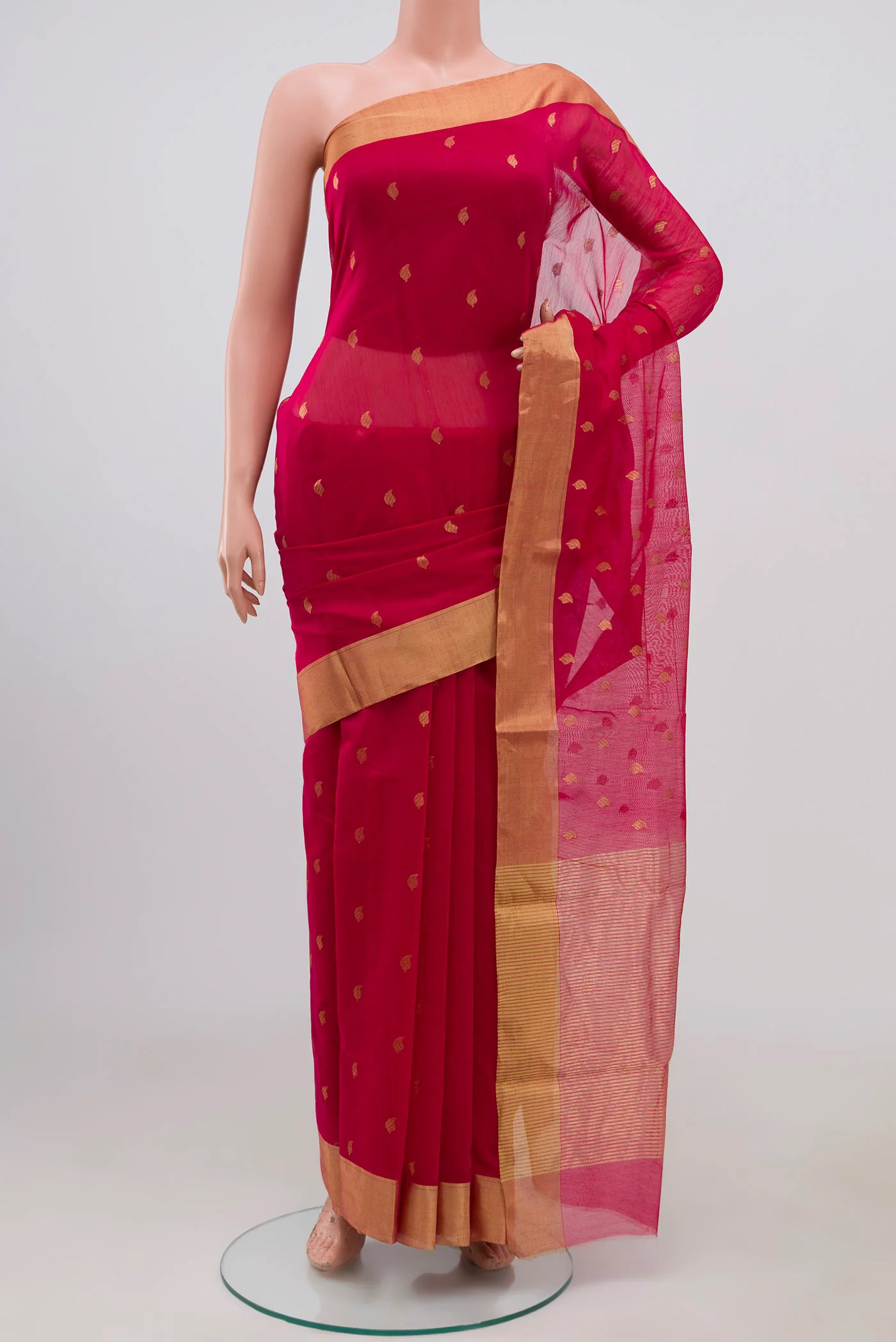 Pink Chanderi Silk Cotton Saree