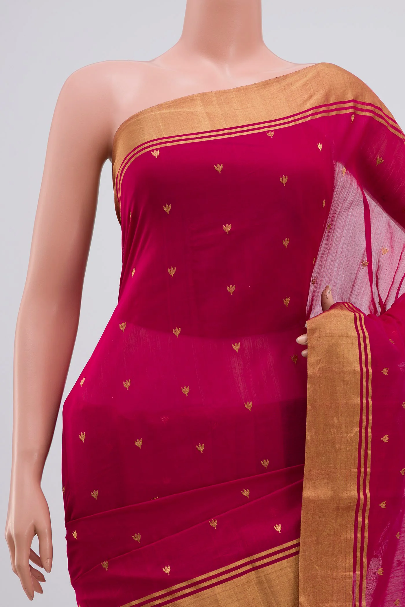 Pink Chanderi Silk Cotton Saree - Image 2
