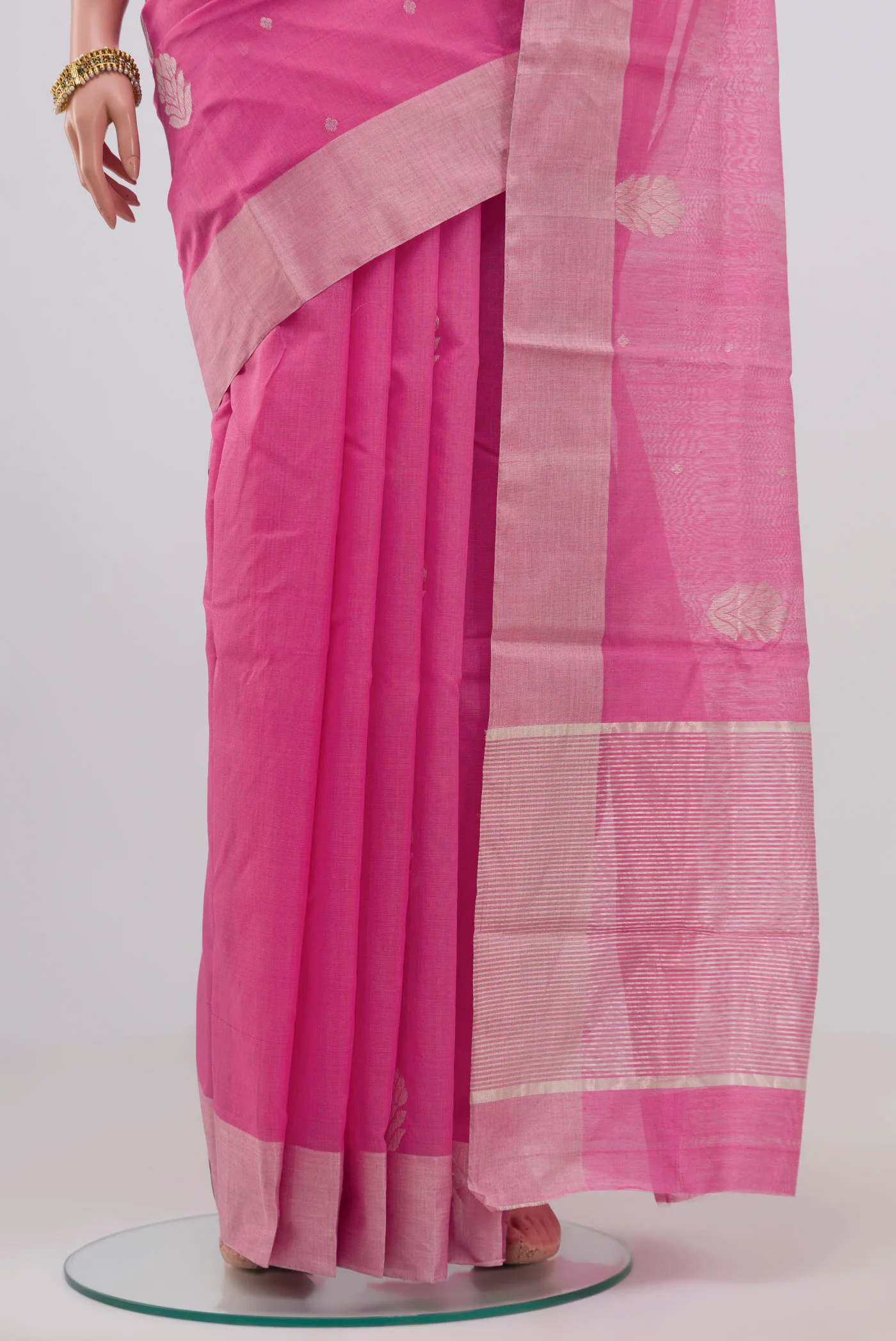 Rose pink Chanderi Silk Cotton Saree - Image 3