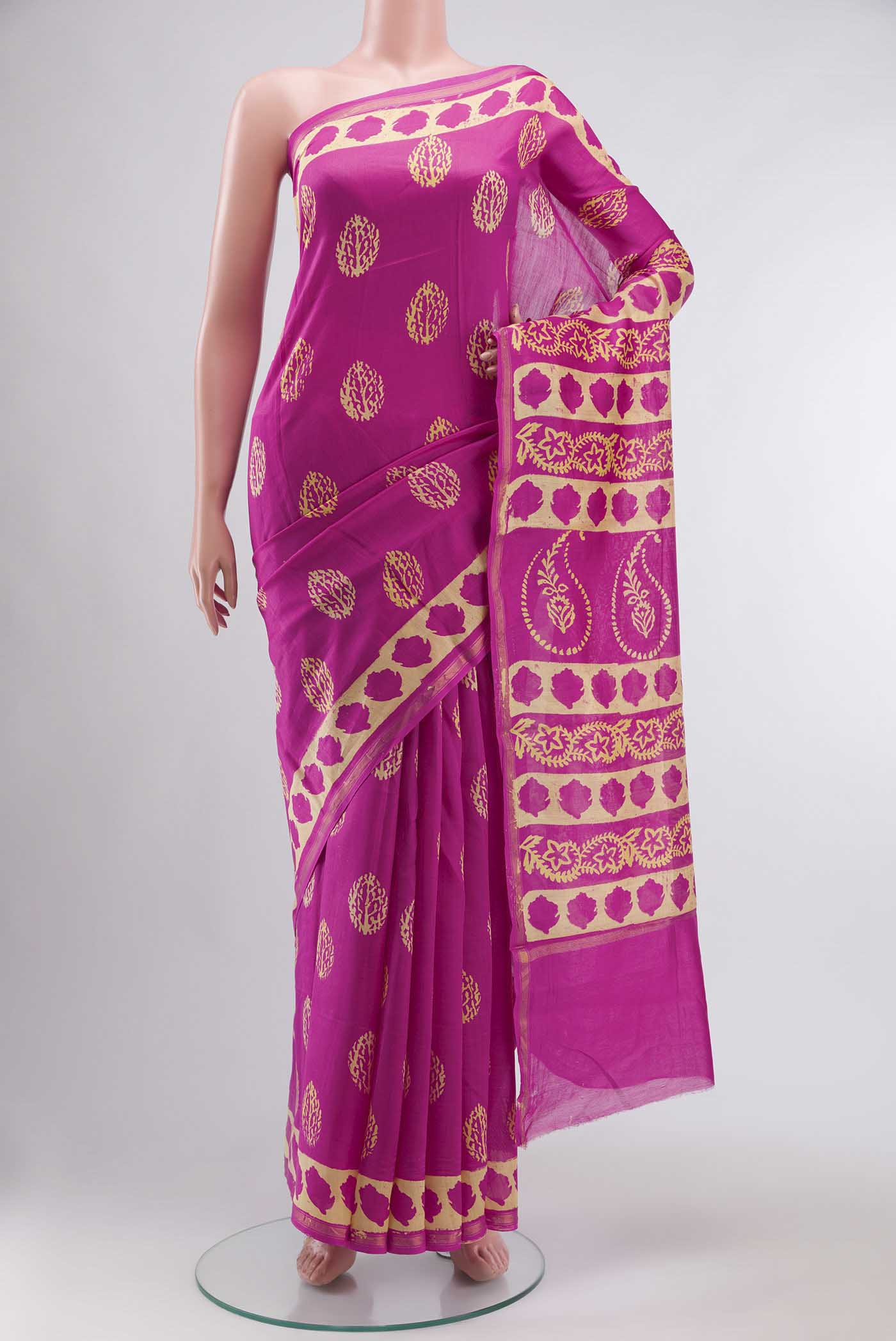 Pink Chanderi Silk Cotton Saree