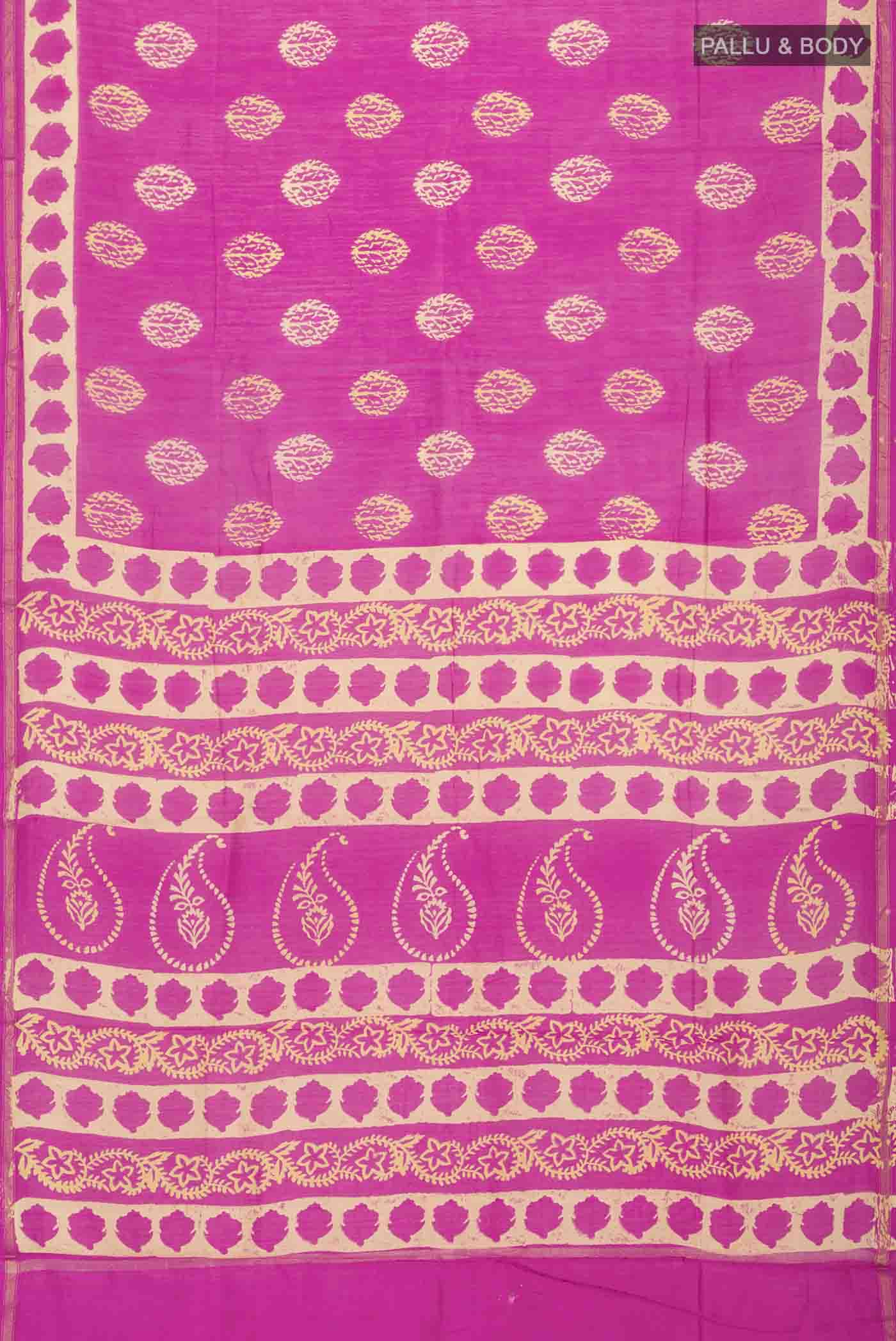 Pink Chanderi Silk Cotton Saree - Image 3