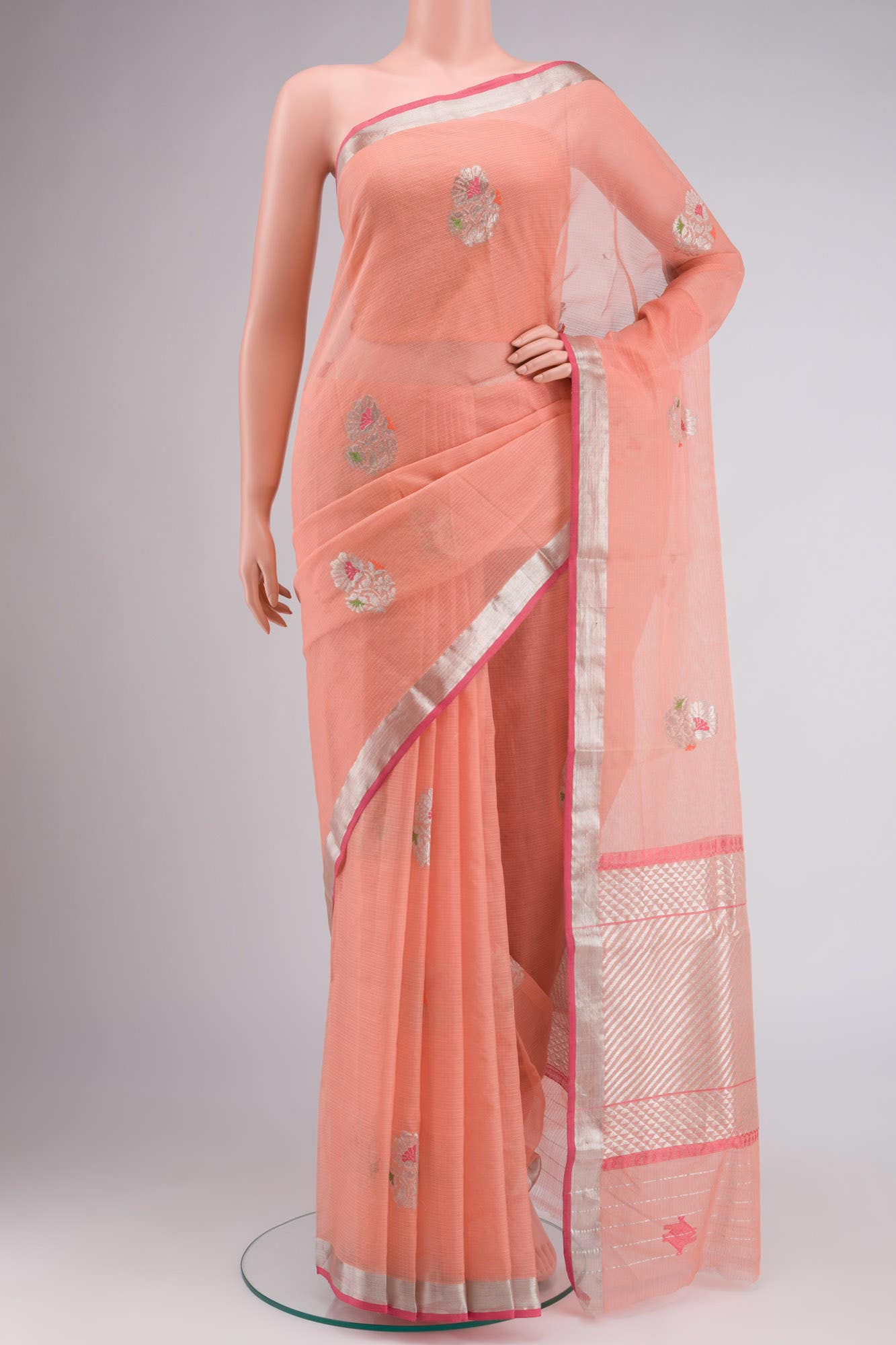 Peach Kota Silk Saree