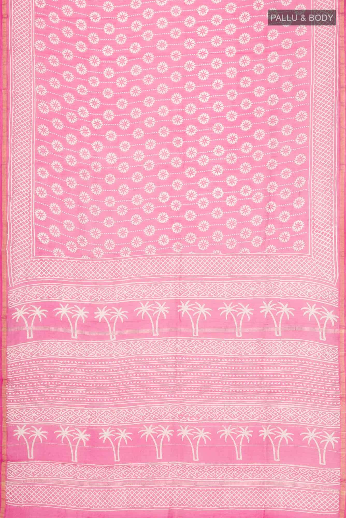 Pink Chanderi Silk Cotton Saree - Image 2