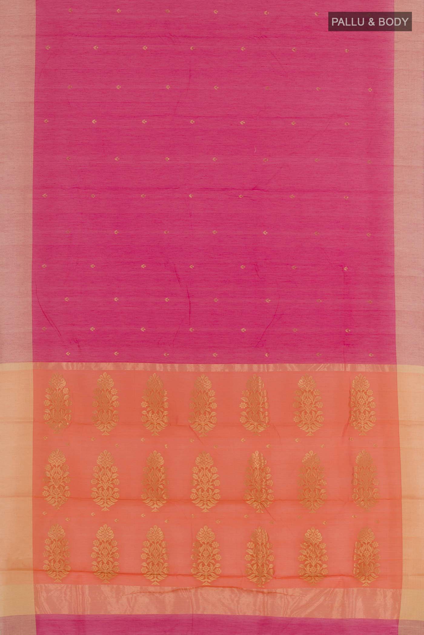 Pink Chanderi Silk Cotton Saree - Image 3