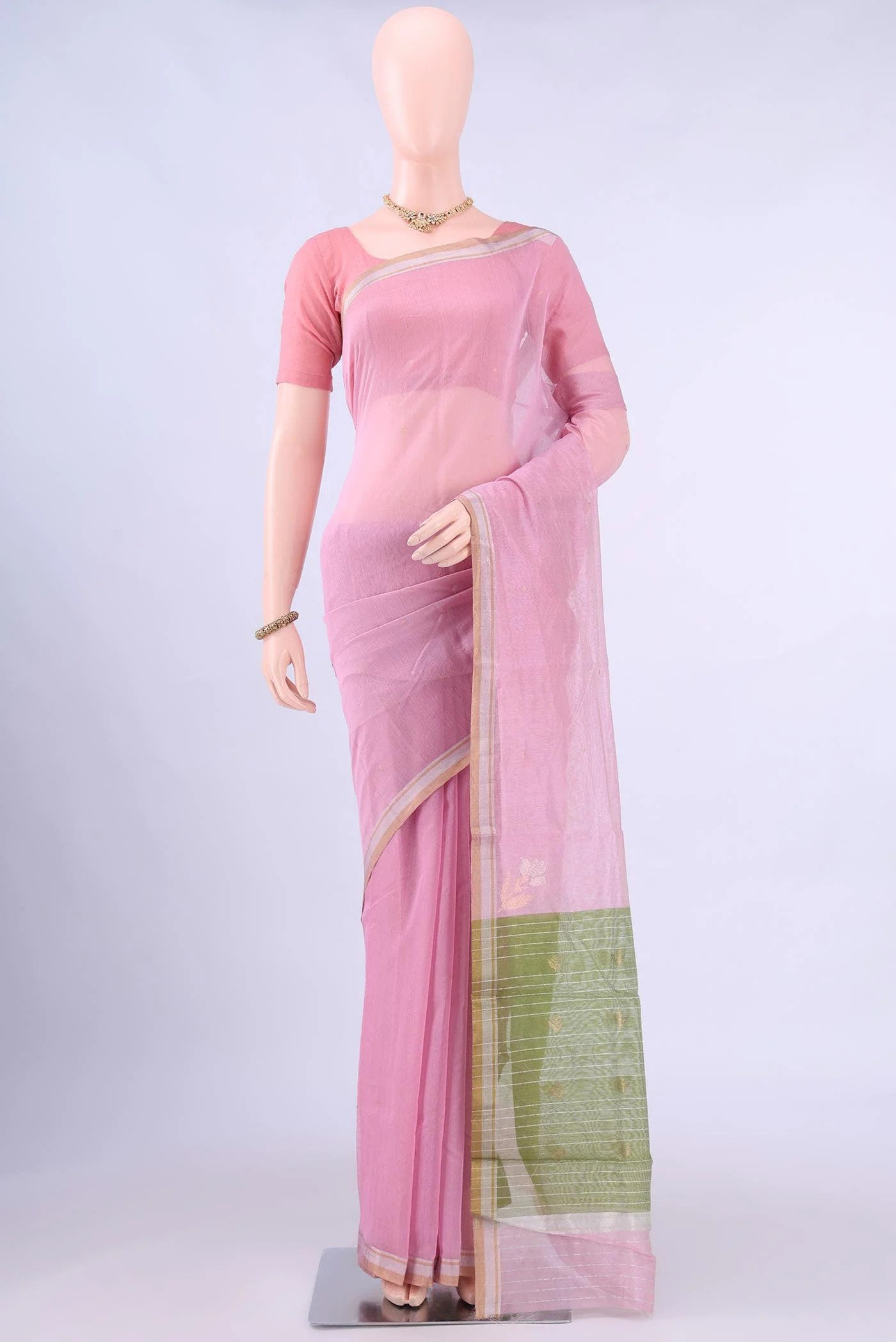 Pink Chanderi Silk Saree