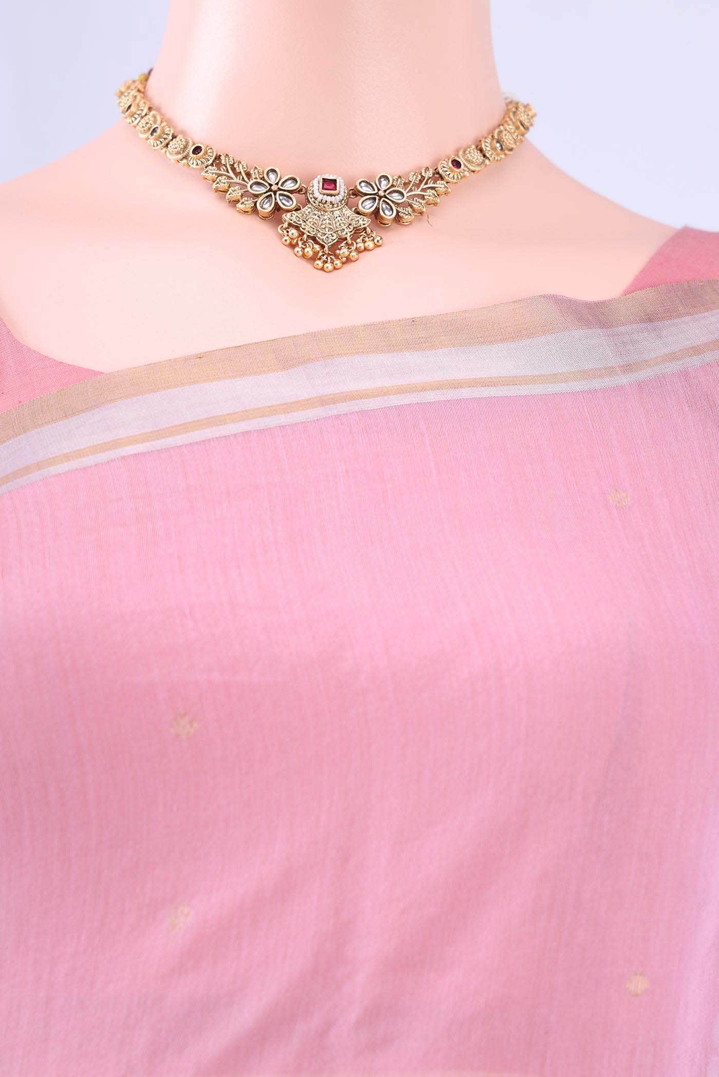 Pink Chanderi Silk Saree - Image 3