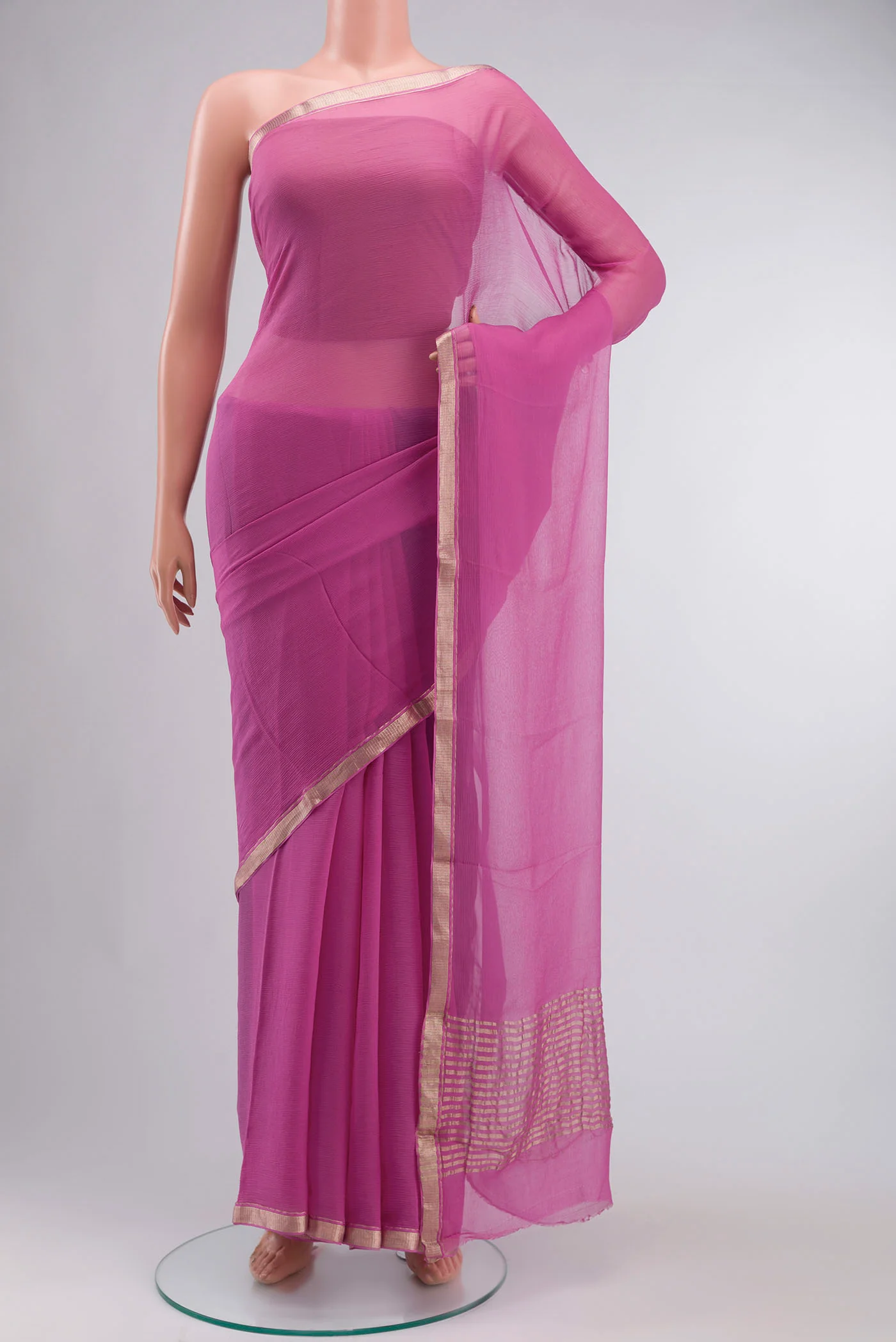 Pink Chiffon Saree