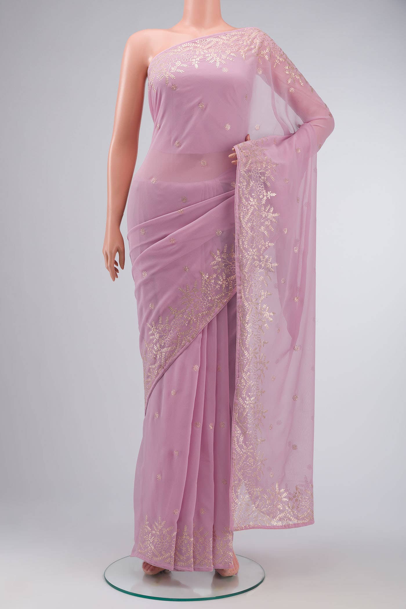 Pink Chiffon Saree