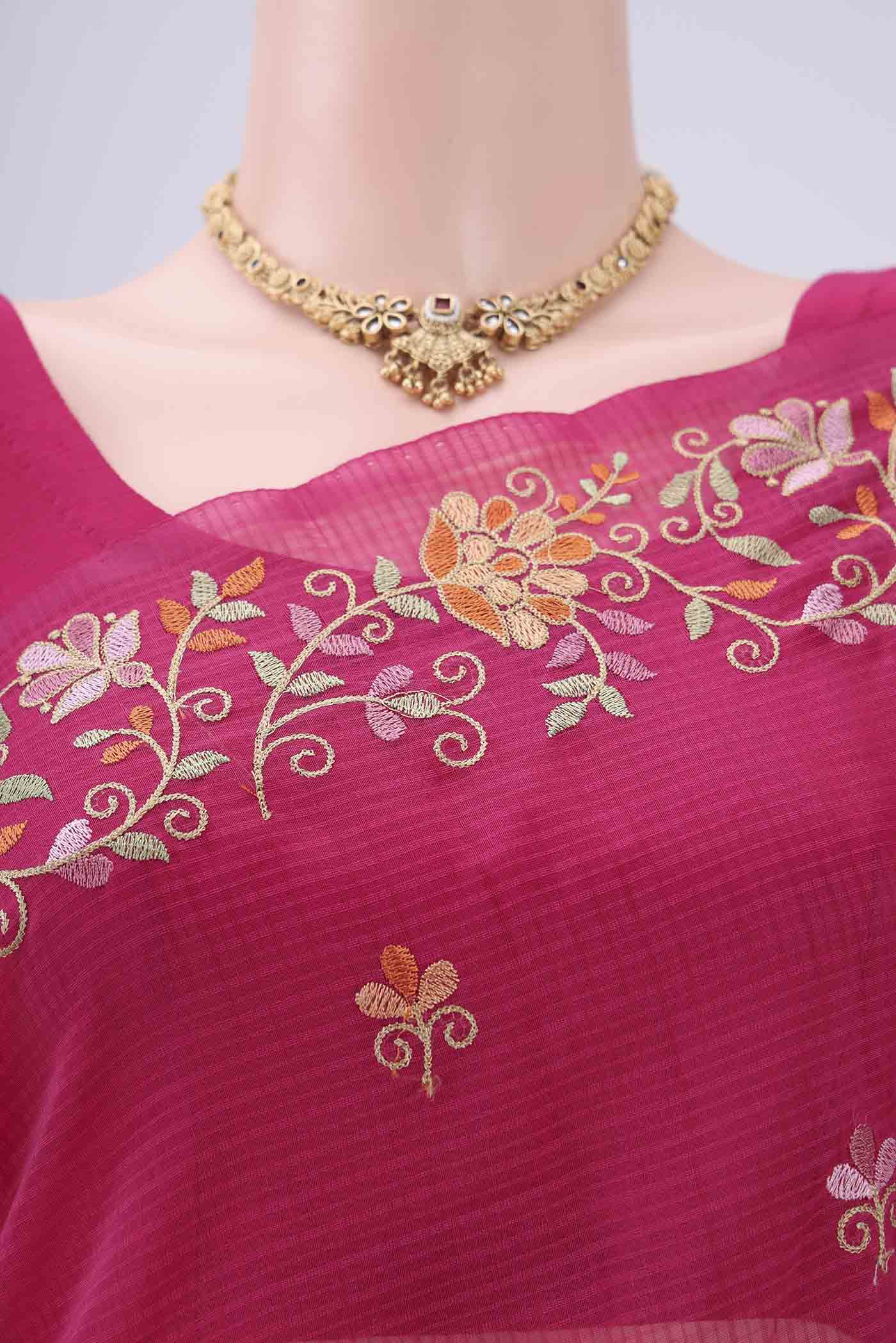 Pink Coimbatore Silk Cotton Saree - Image 2