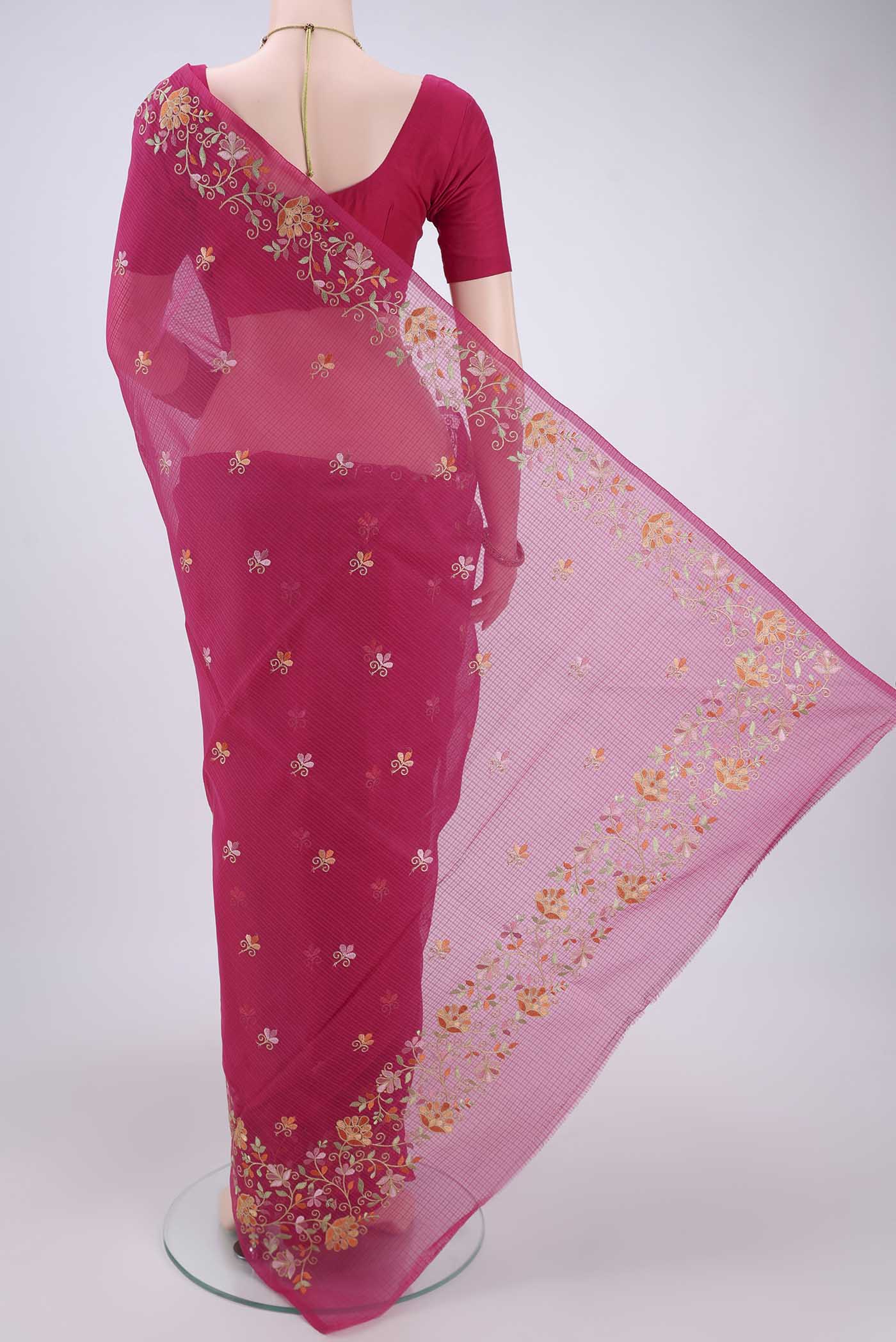 Pink Coimbatore Silk Cotton Saree - Image 3