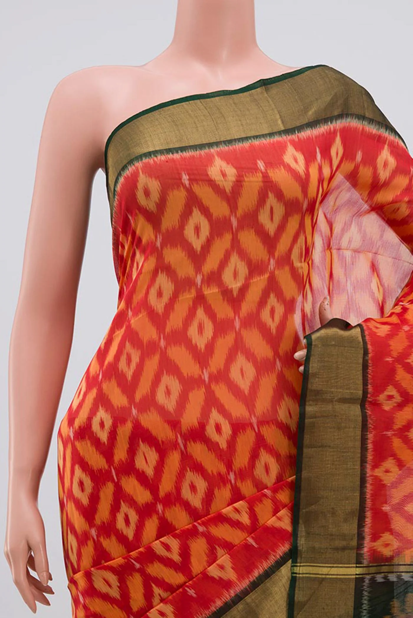 Orange Coimbatore Silk Cotton Saree - Image 2