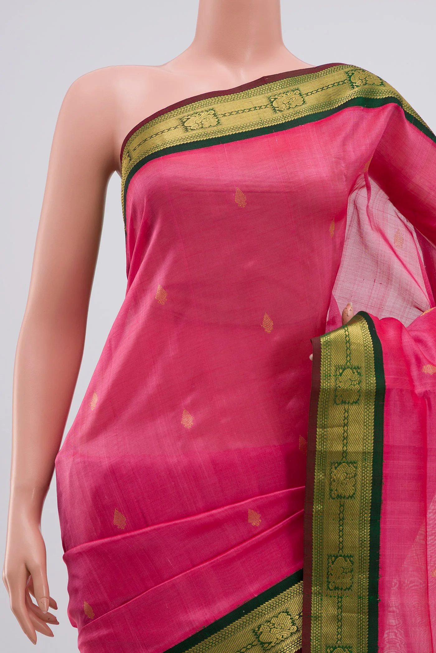 Pink Coimbatore Silk Cotton Saree - Image 2