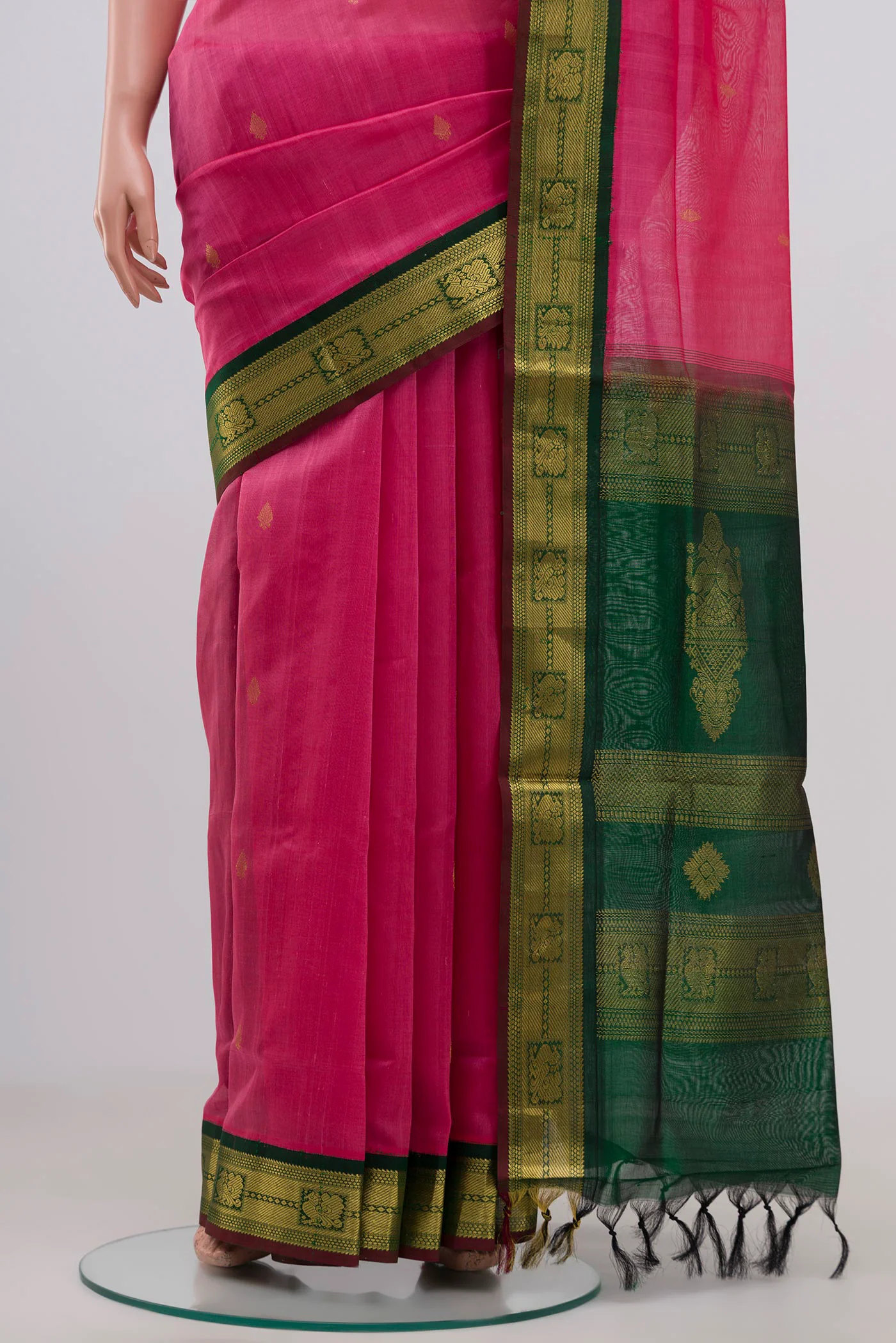 Pink Coimbatore Silk Cotton Saree - Image 3