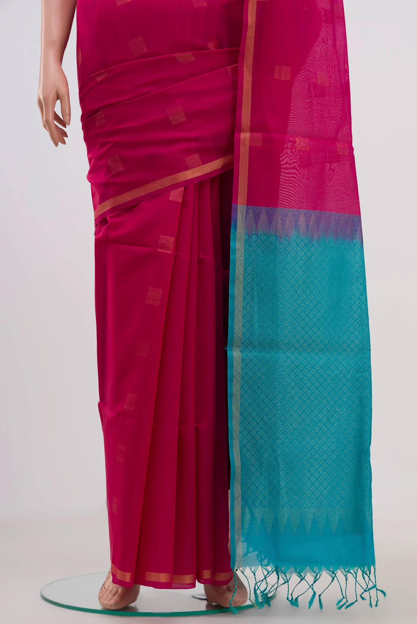Pink Coimbatore Silk Cotton Saree - Image 3