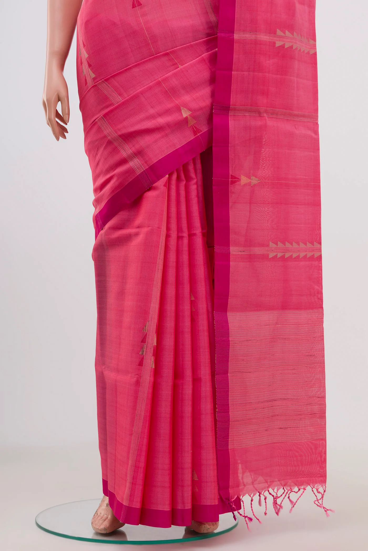 Pink Coimbatore Silk Cotton Saree - Image 3