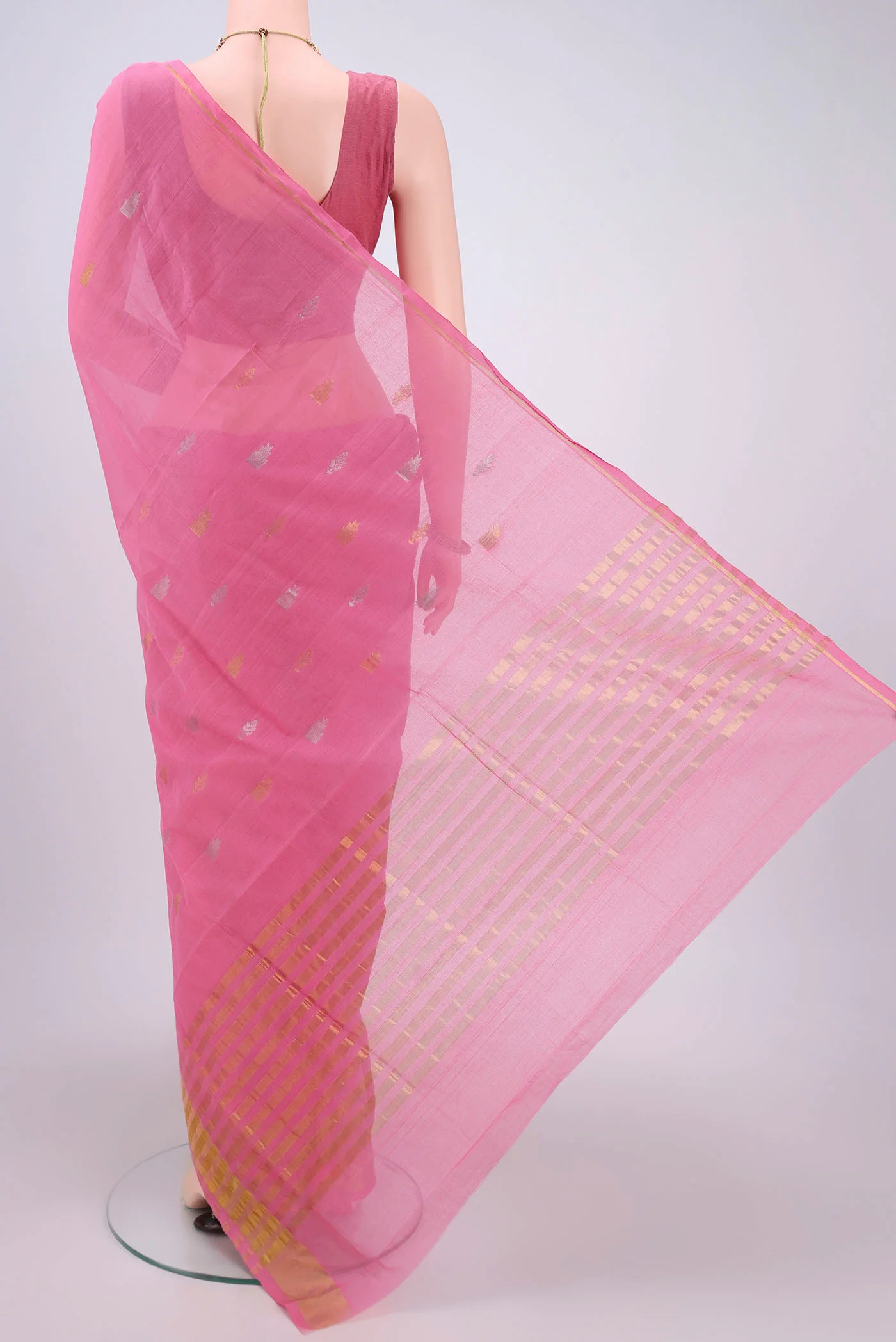 Pink Venkatagiri Cotton Saree - Image 3
