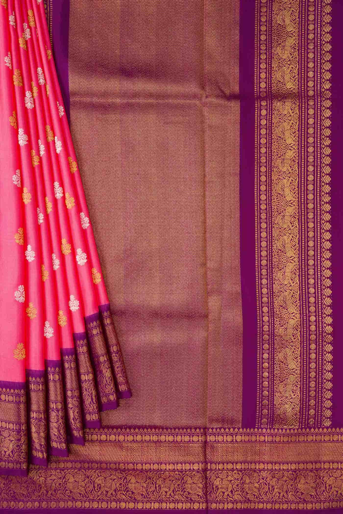 Pink Double Ikat Saree - Image 2