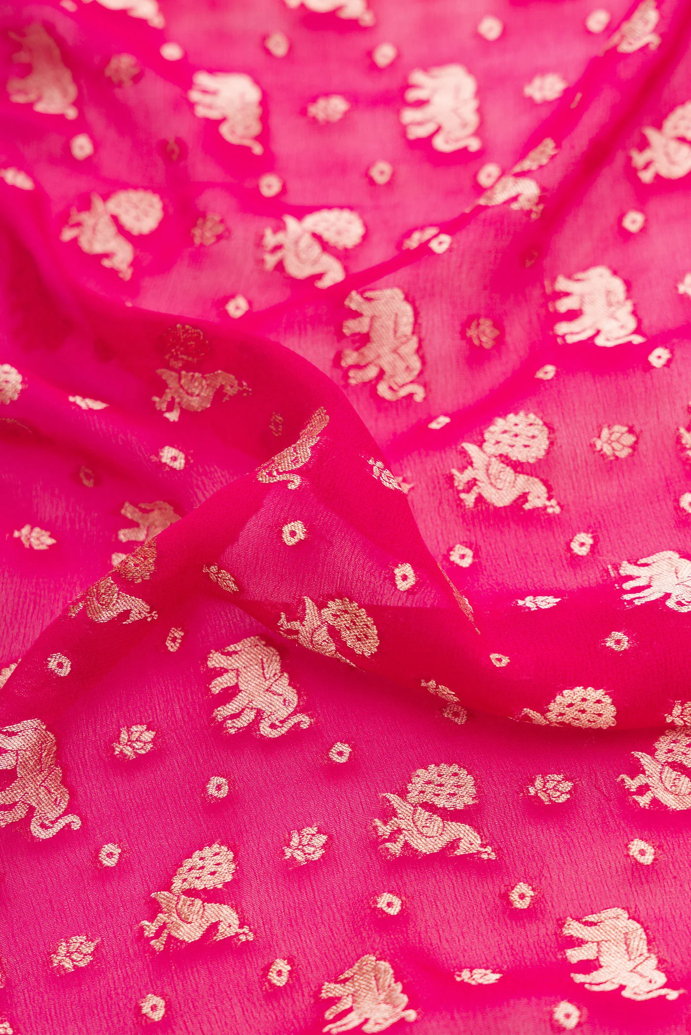 Rani Pink Banarasi Georgette Saree - Image 2