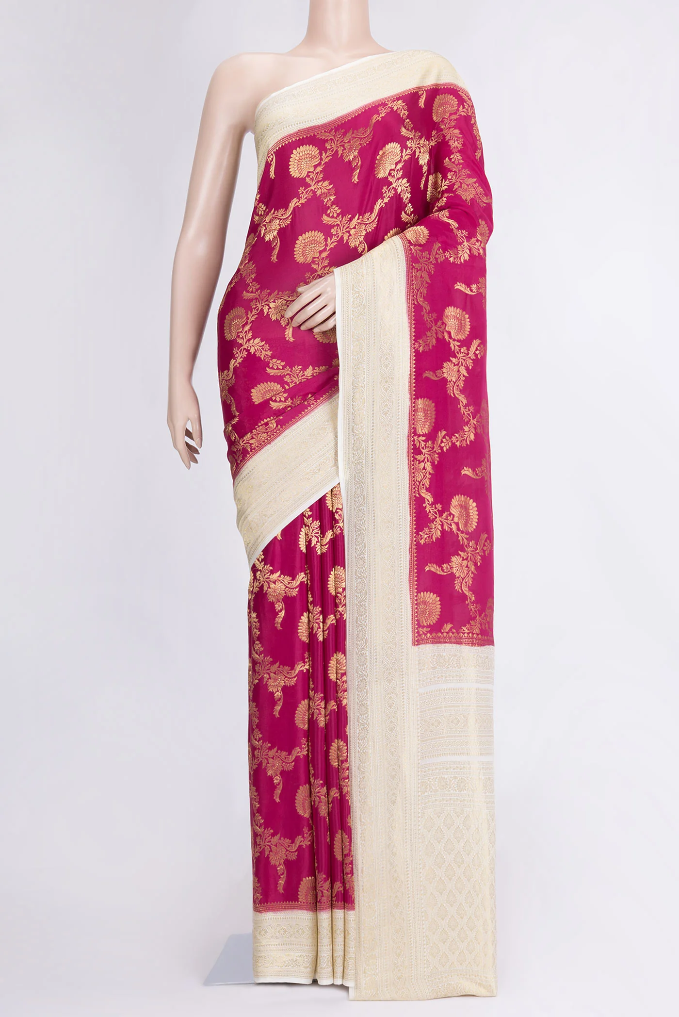 Pink Mysore Crepe Saree