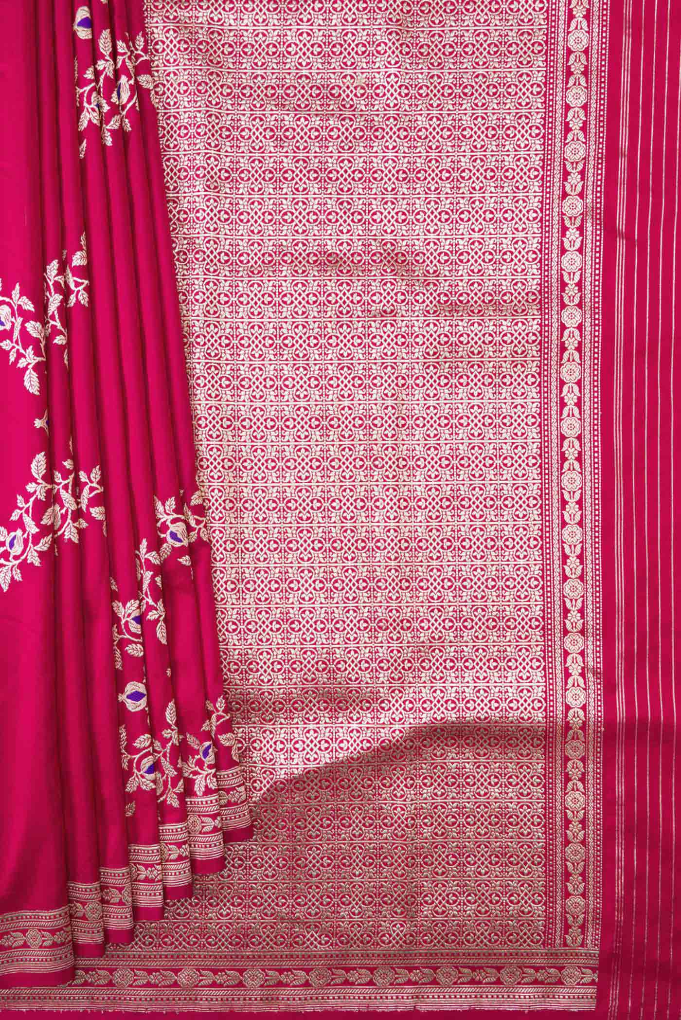 Pink Dual Tone Banarasi Silk Saree - Image 4