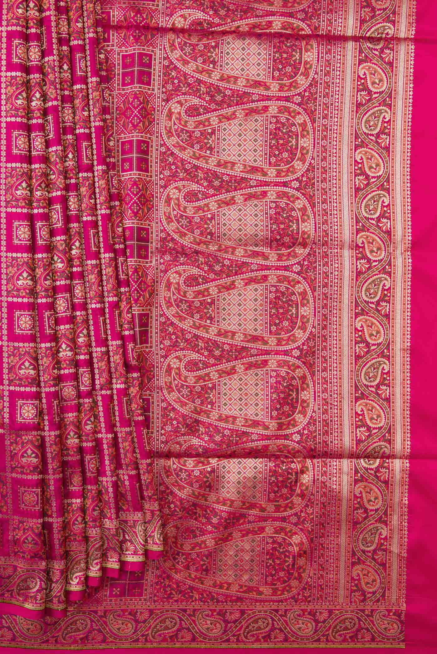 Pink Dual Tone Banarasi Silk Saree - Image 4