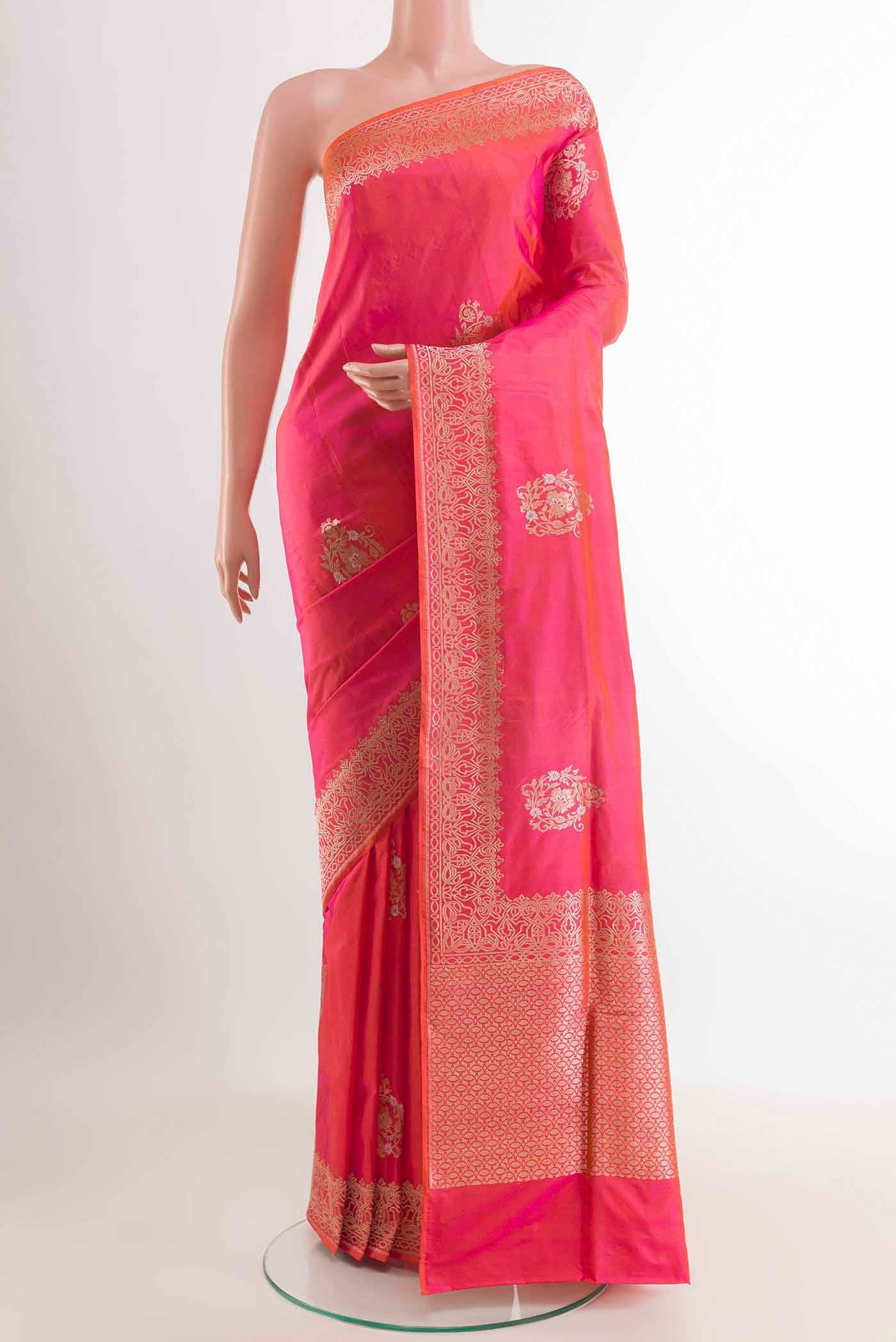 Pink Dual Tone Banarasi Silk Saree - Image 2