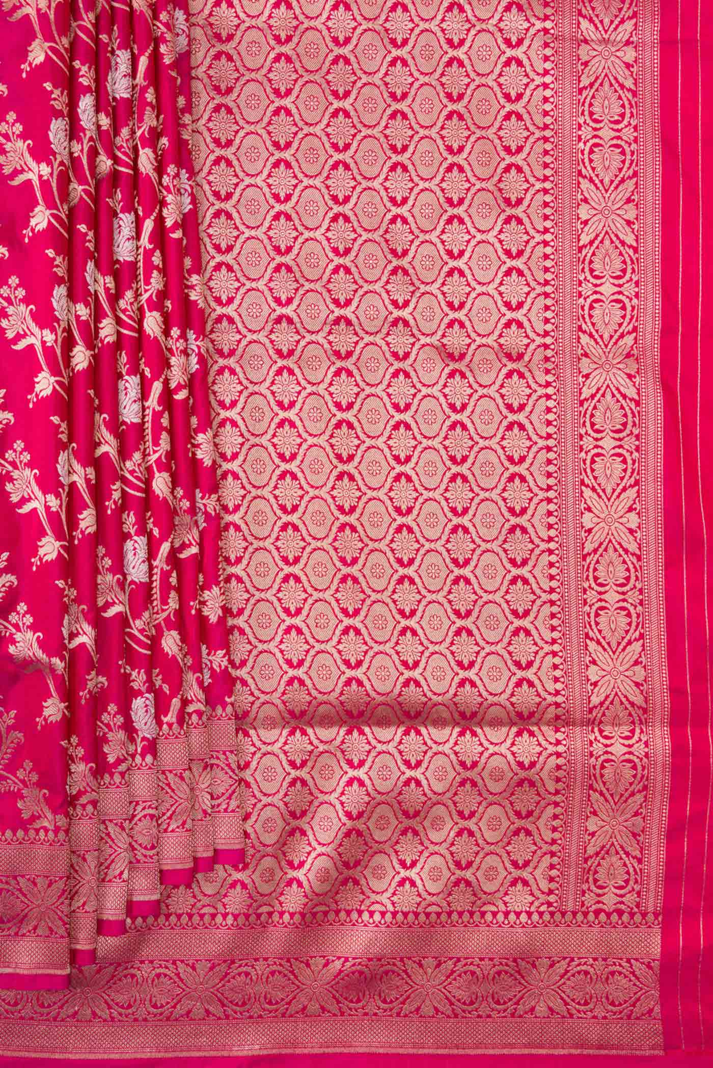 Pink Dual Tone Banarasi Silk Saree - Image 4