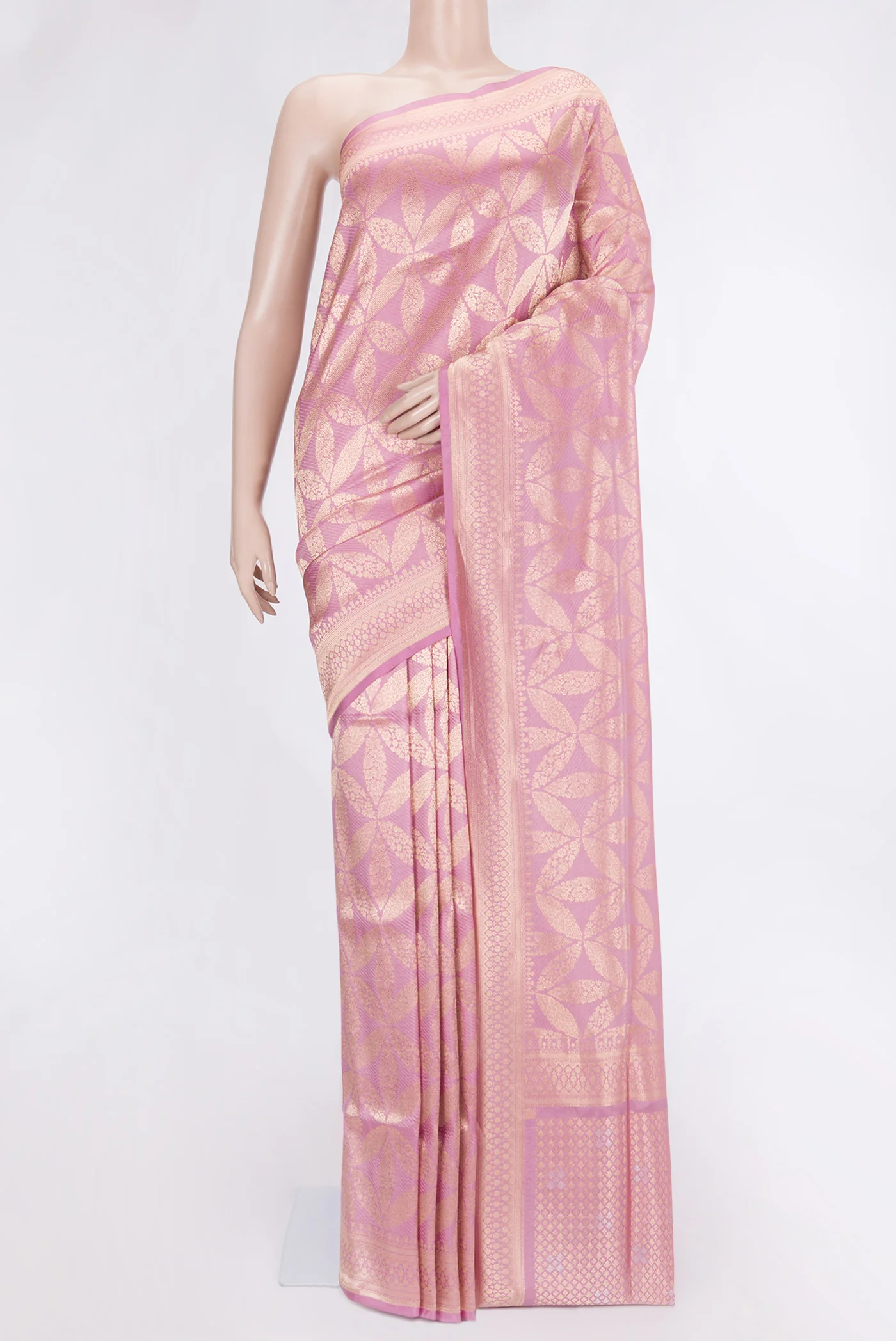 Rose pink Banarasi Silk Saree